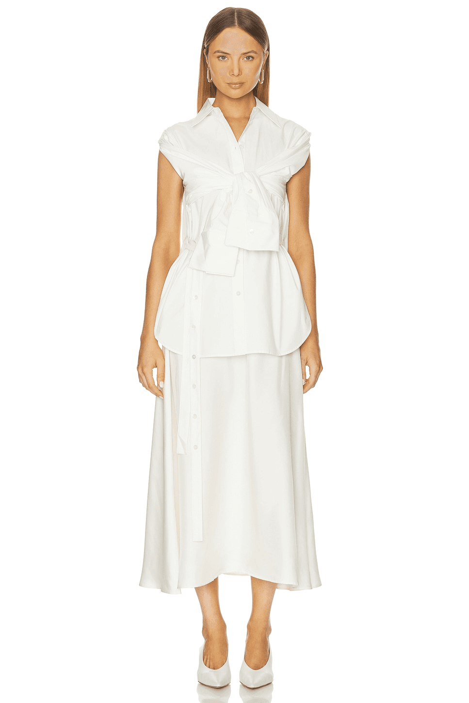 Poplin Silk Combined Gilet Dress - Image 1