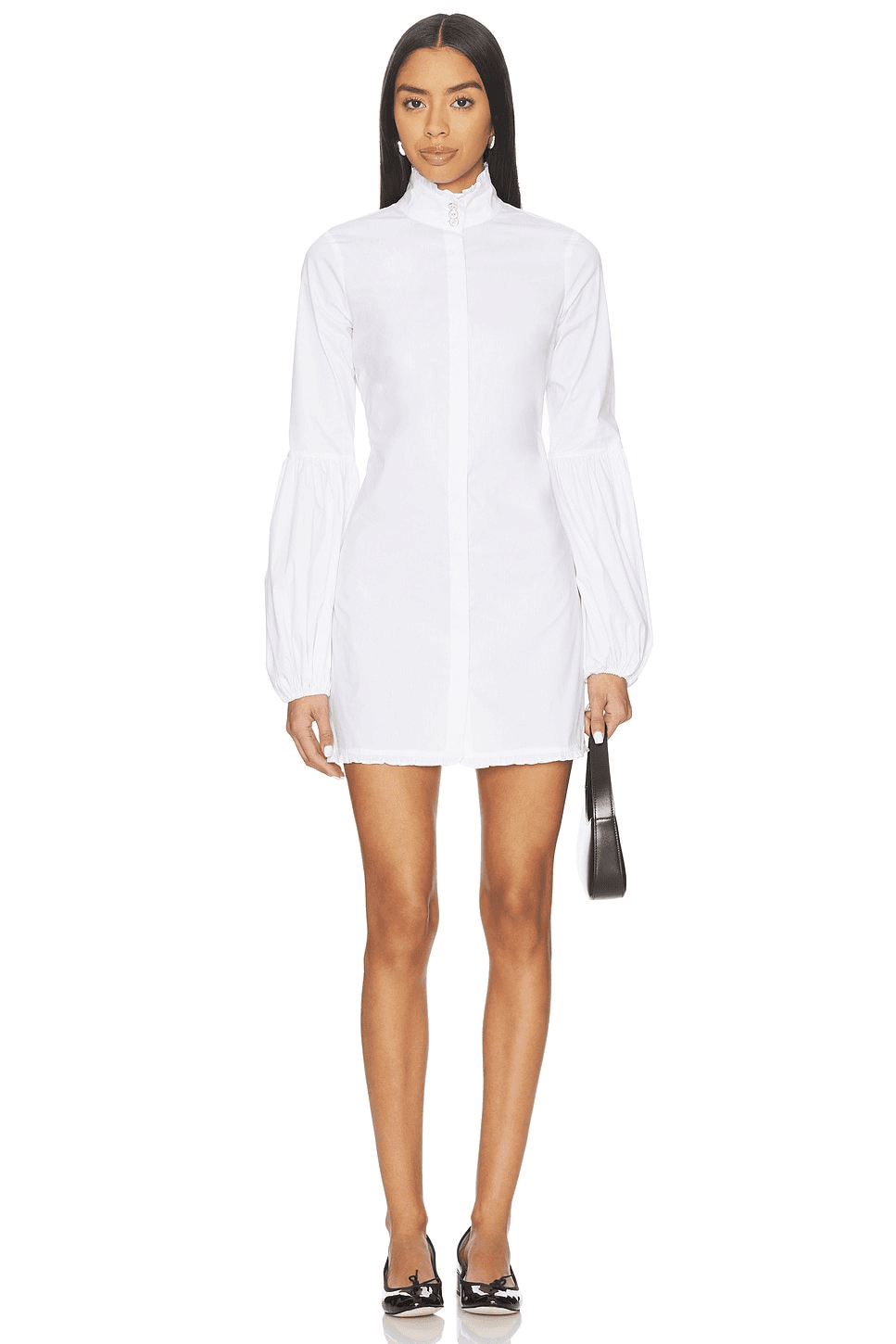 Jacqueline High Neck Ruffle Mini Shirt Dress - Image 1