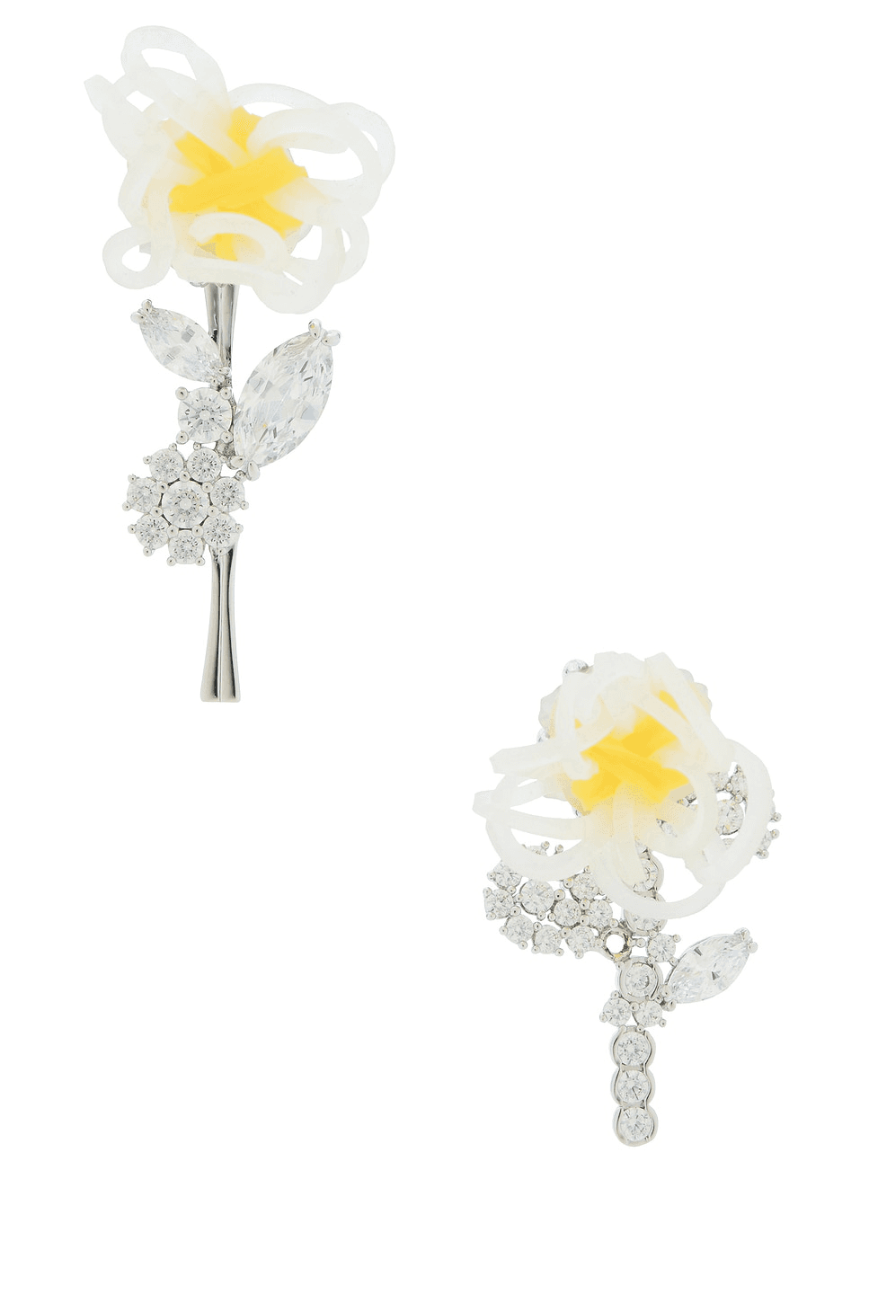 Rubber Band Flower Gemstone Branch And Leaf Stud Earrings - Image 1