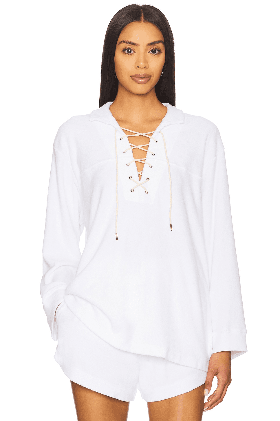 Micro Terry Lace Up Tunic - Image 1