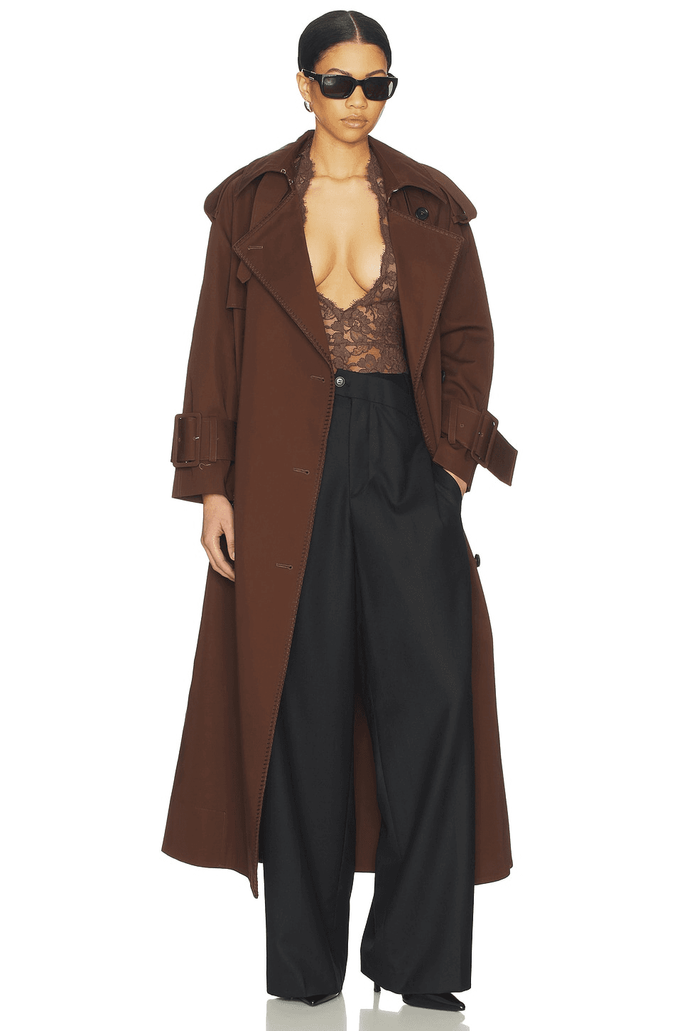 Hooded Scarf Trench Coat - Image 1