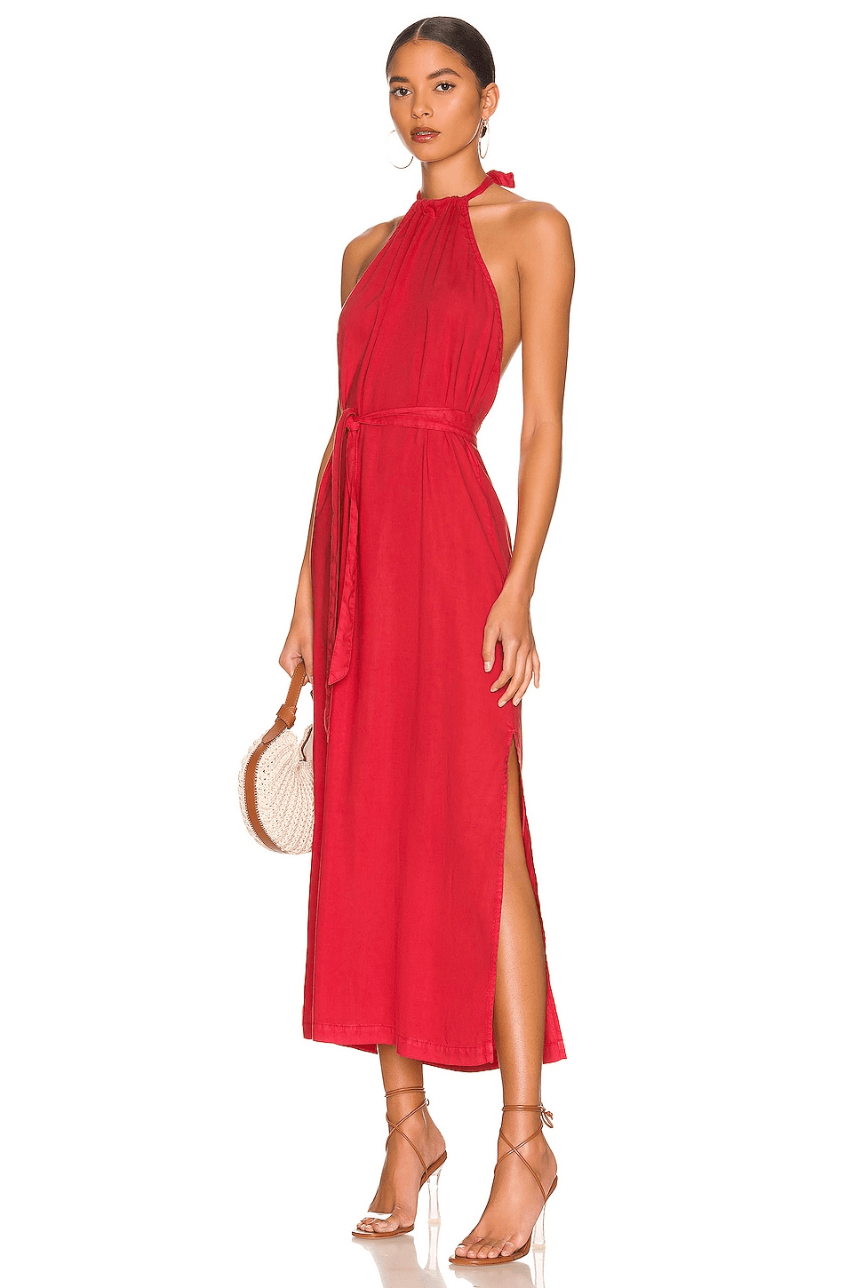 Smocked Waist Halter Midi Dress - Image 1