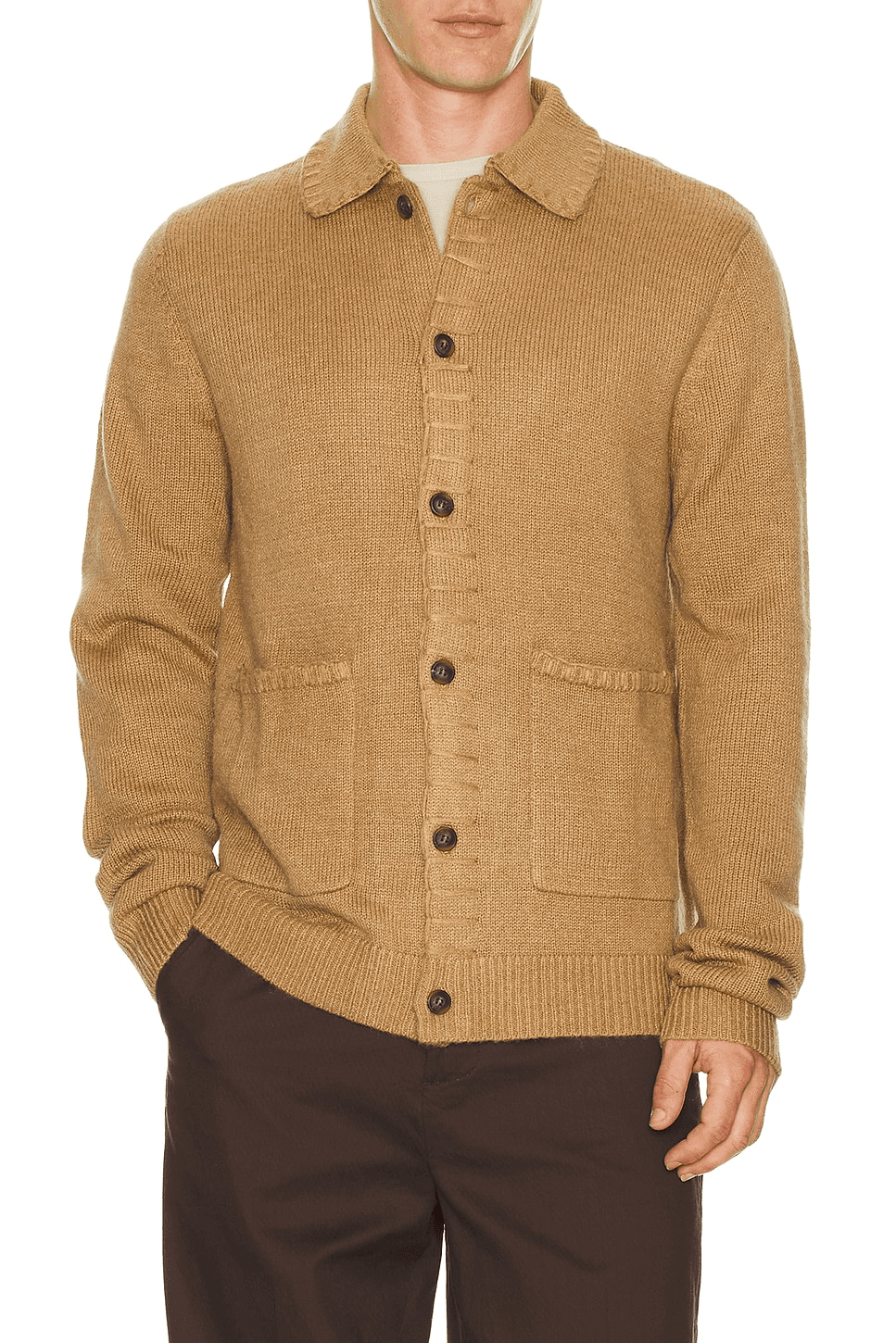 Whip Stitch Button Up Knit Cardigan - Image 1