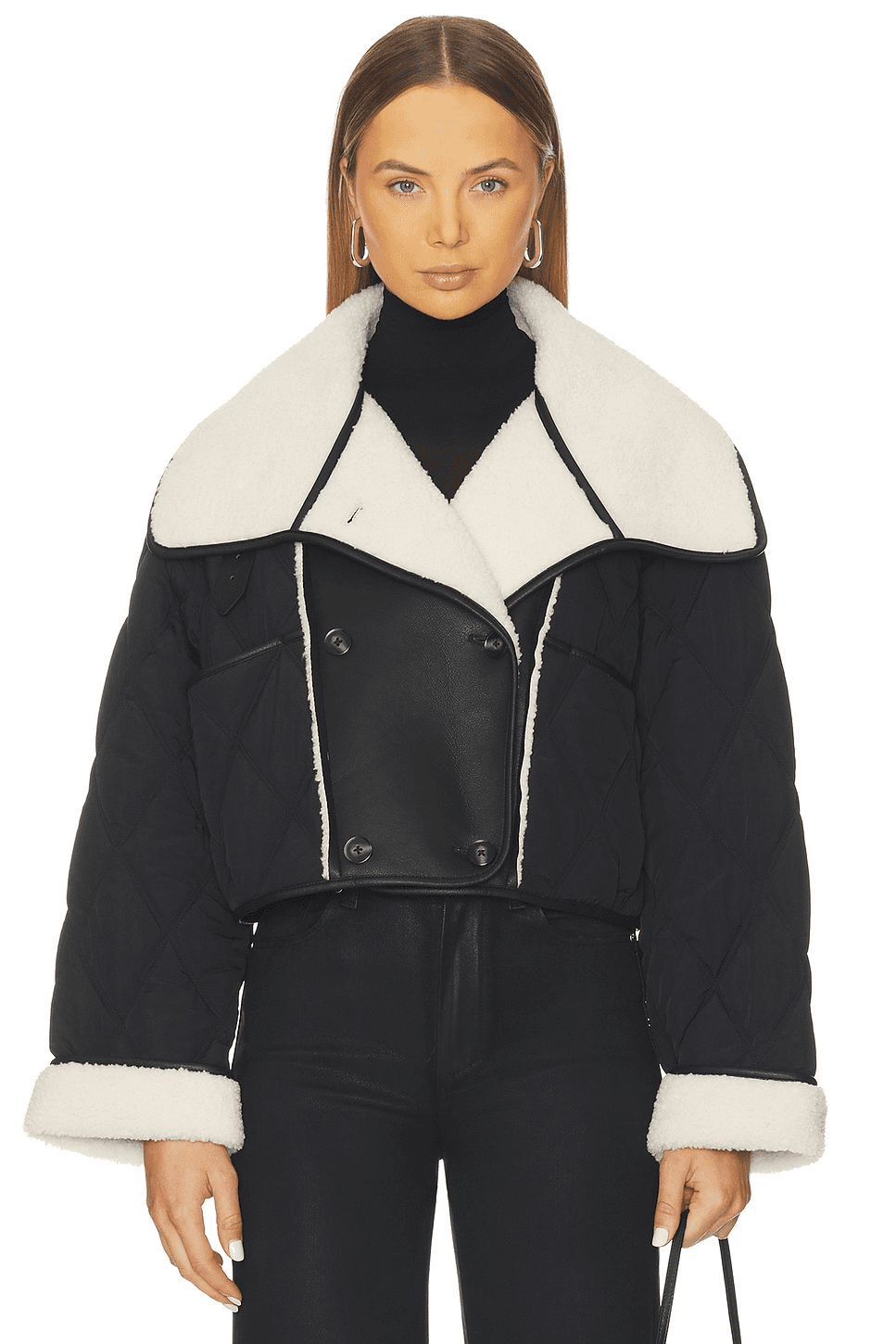 Cropped Faux Leather Jacket - Image 1