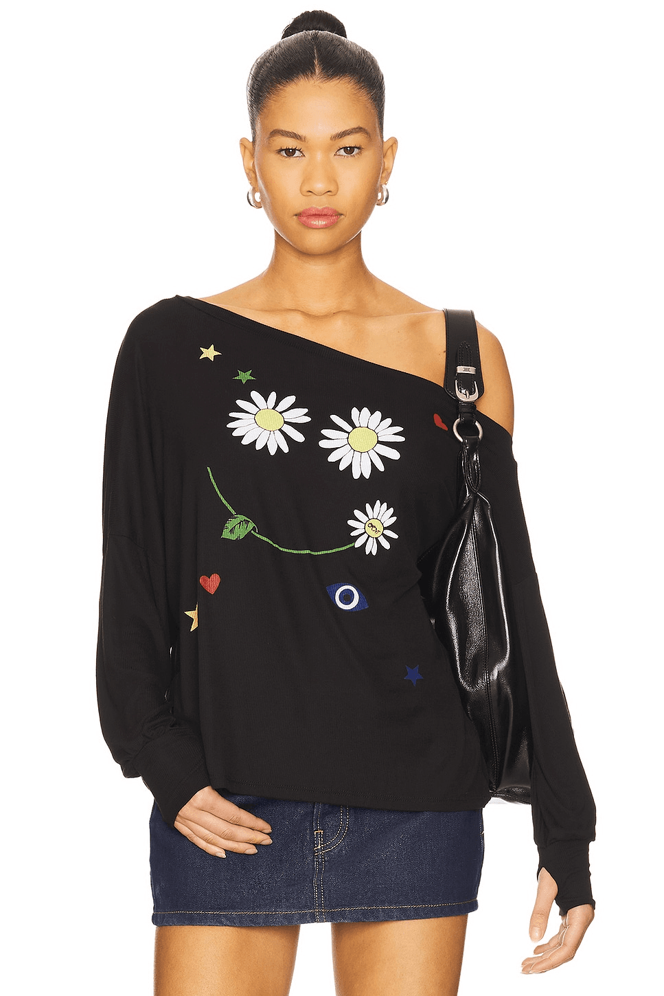 Krista Daisy Happyface One Shoulder Top - Image 1