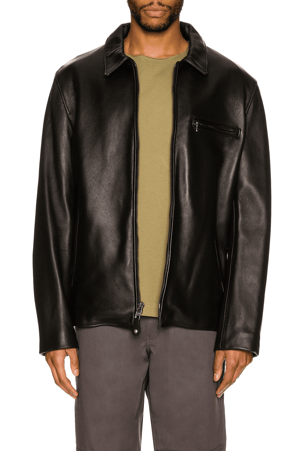Collar Lamb Leather Jacket - Image 1