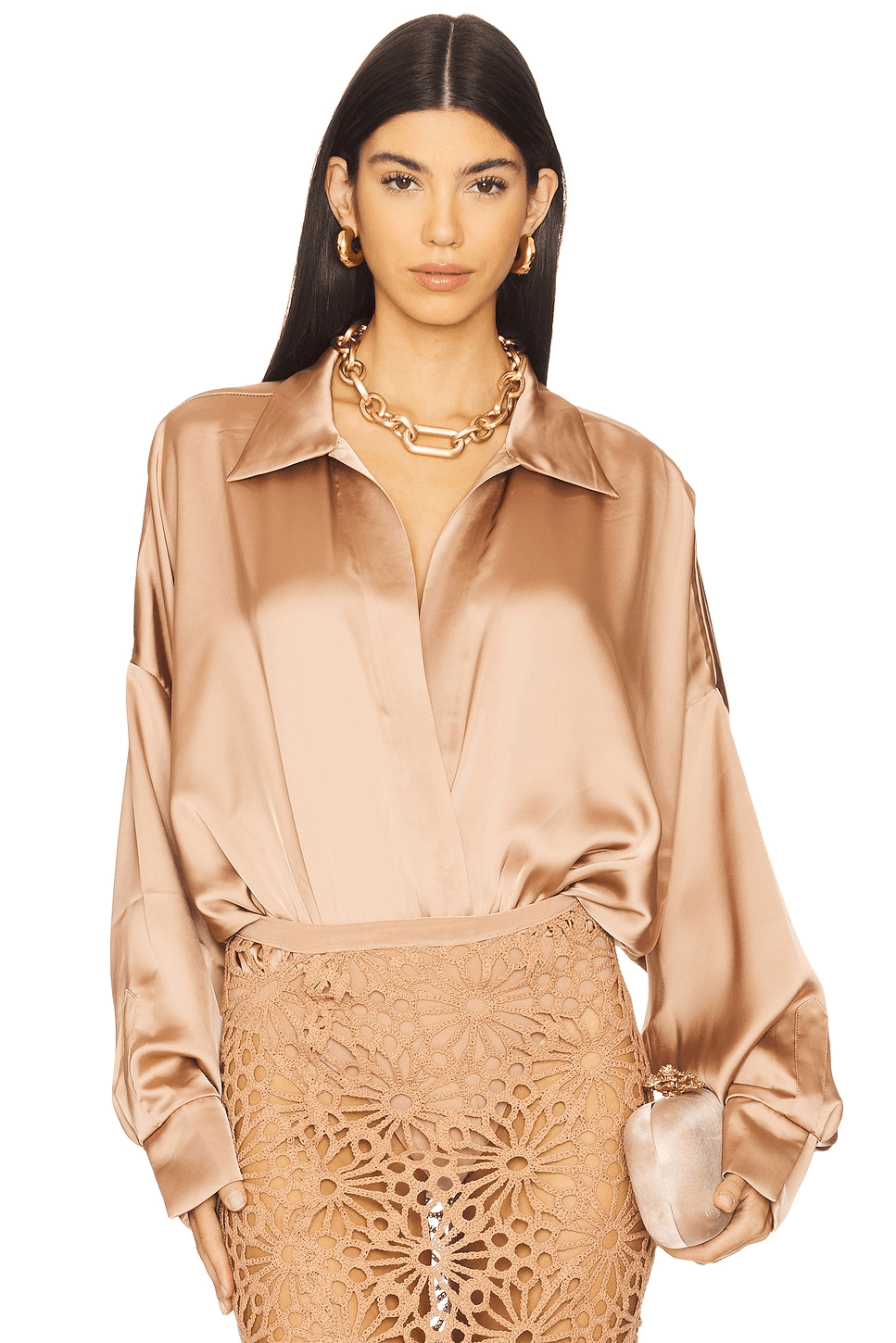 Super Oversized Boyfriend Neck Shirt Bodysuit - Image 1