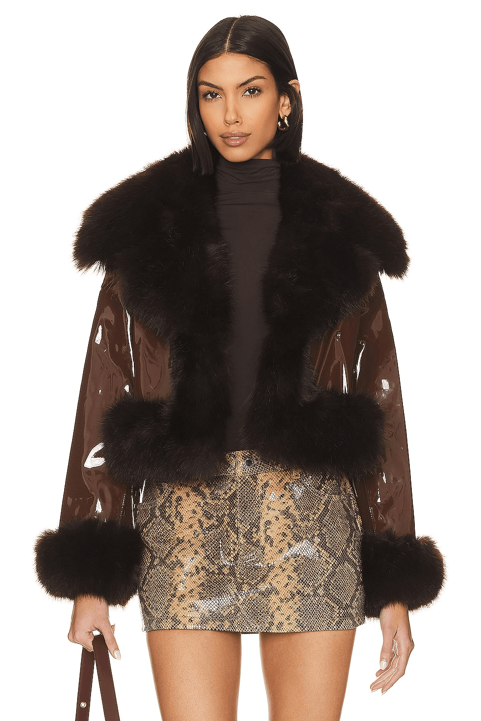 Faux Leather & Fur Jacket - Image 1