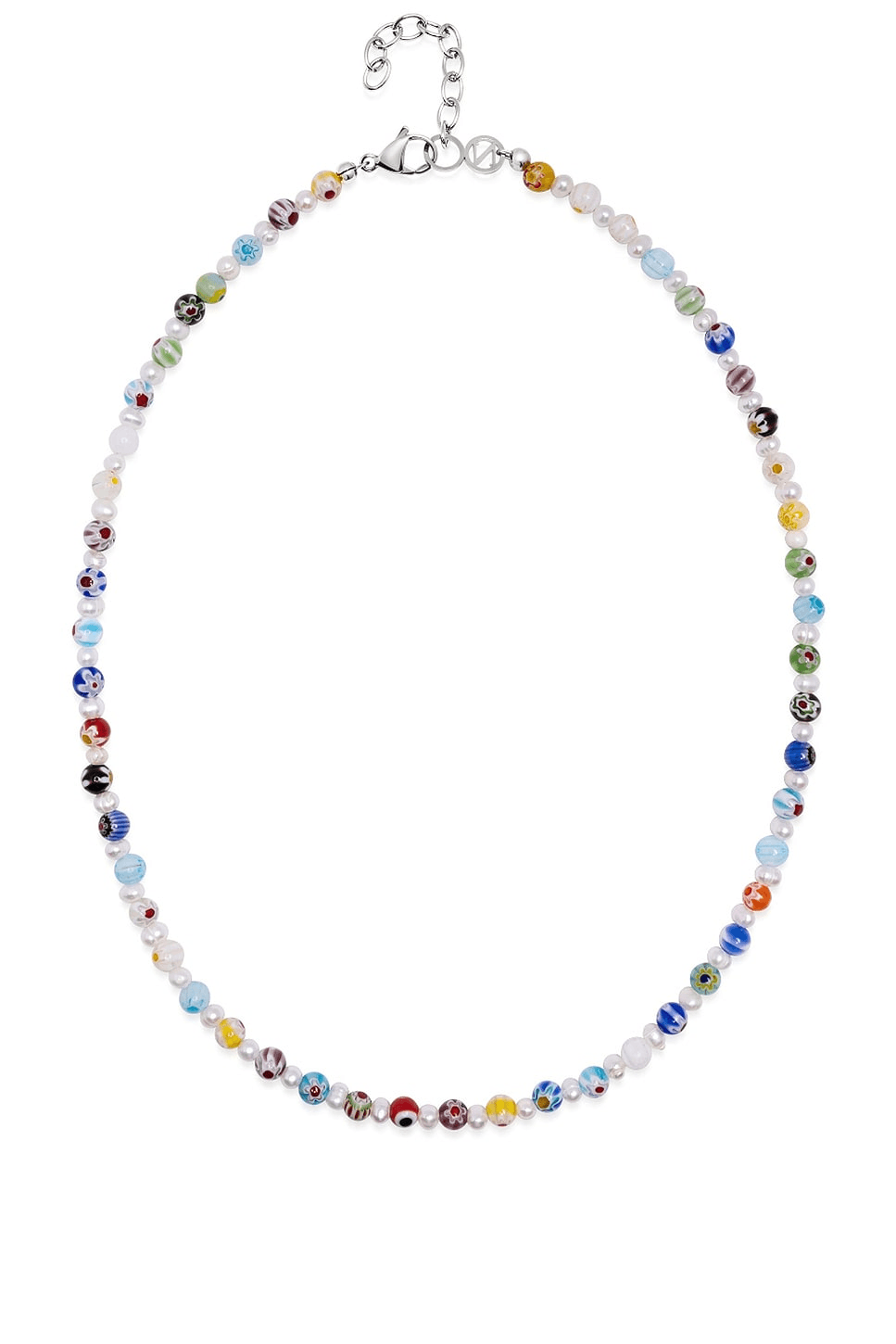 Pearl And Handpainted Glass Beads Necklace - Image 1