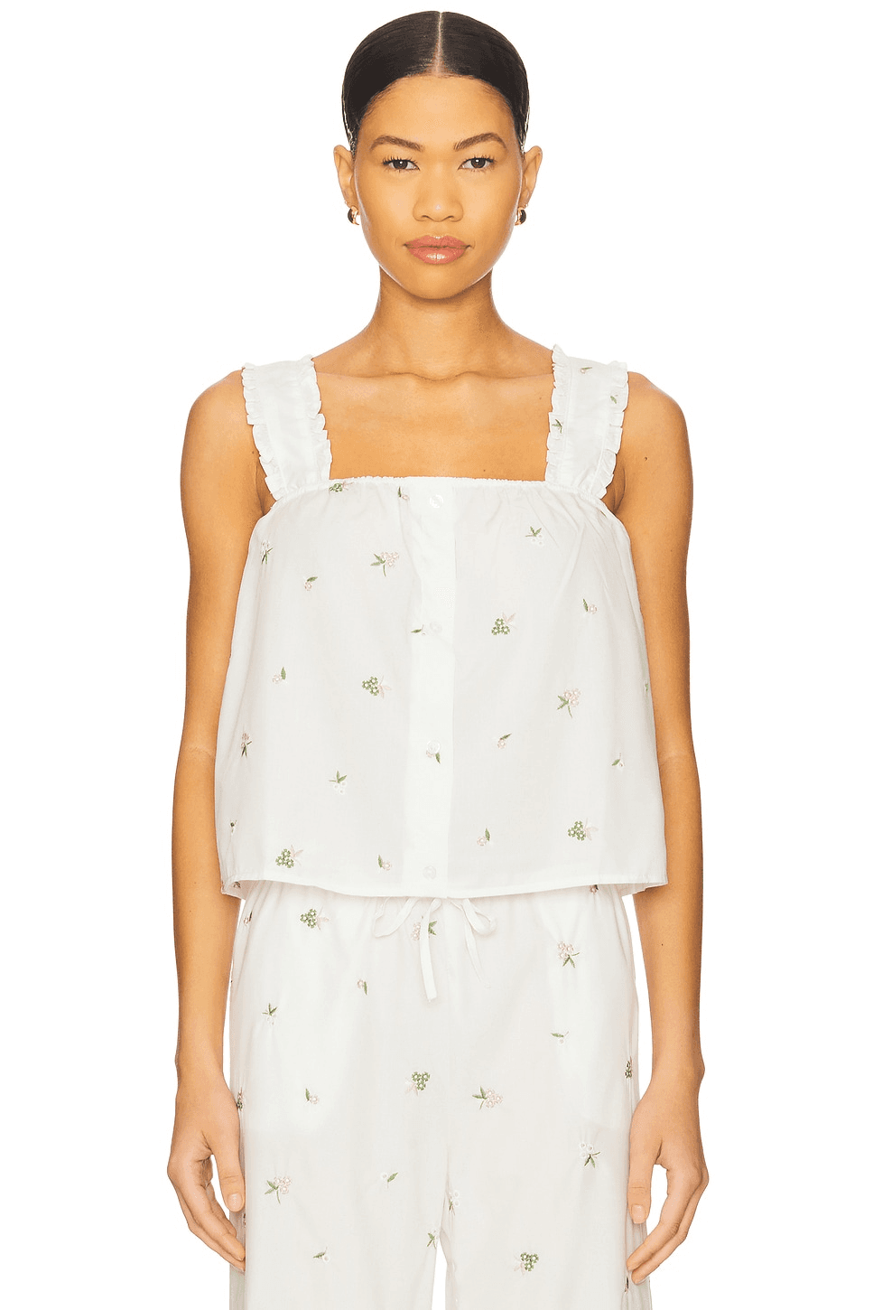 Ruffle Button Front Tank - Image 1