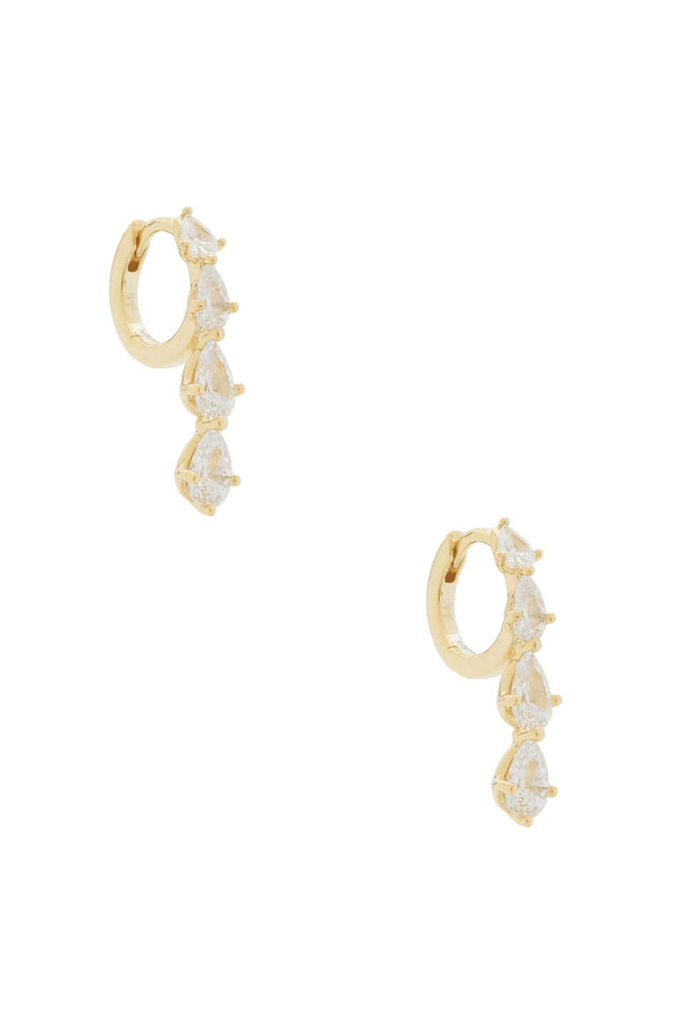 Teardrop Cz Cascade Huggie Earrings - Image 1