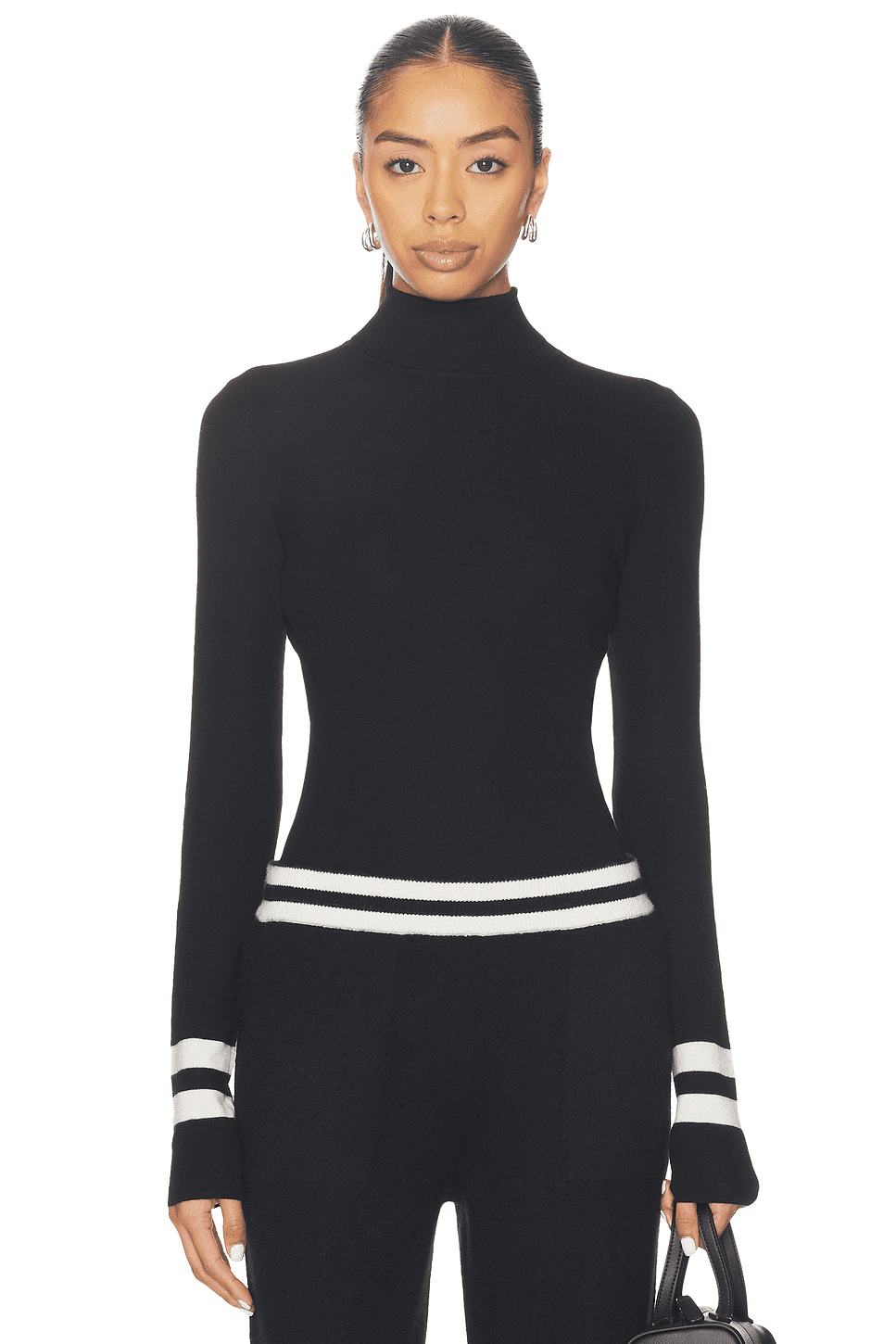 Superfine Merino Striped Fitted Turtleneck - Image 1