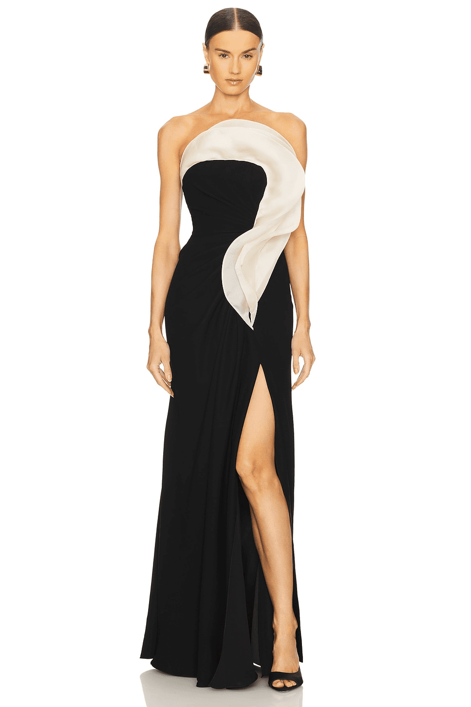 Monochromatic Ruffle Drape Gown - Image 1