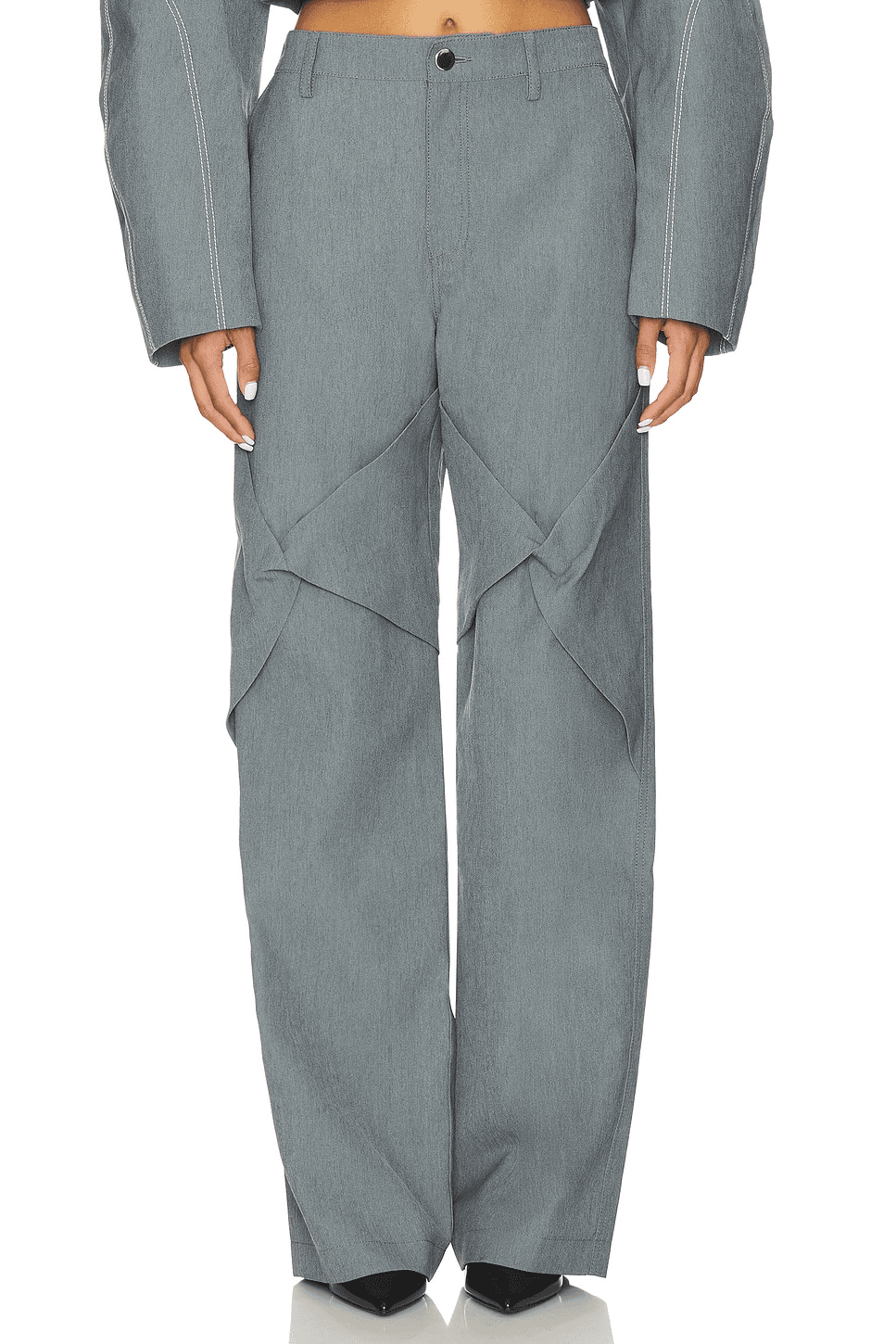 Draped Specialty Denim Trouser - Image 1