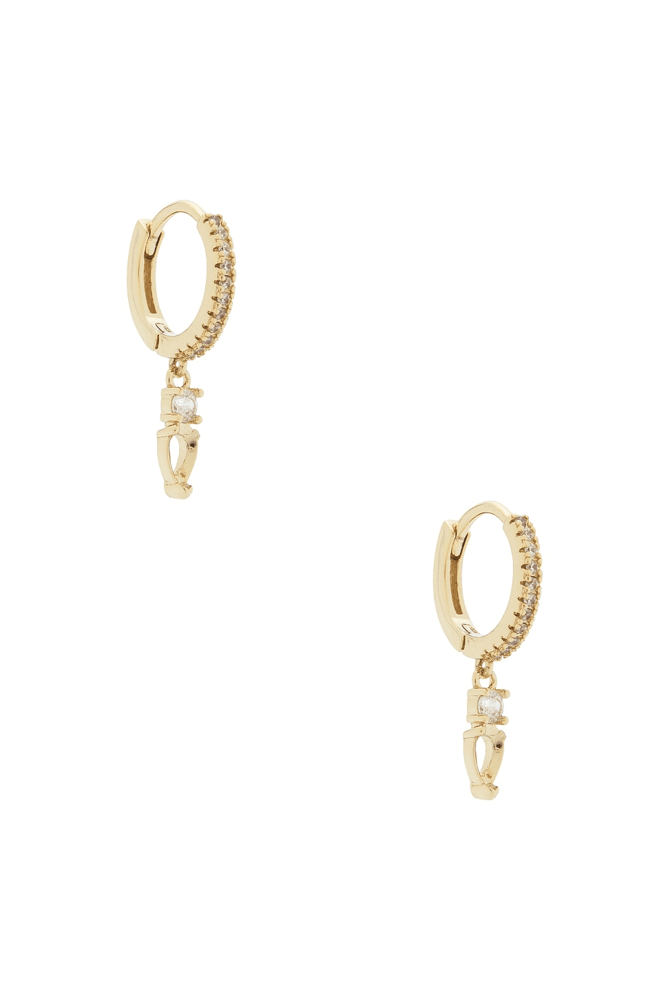 Double Cz Dangling Drop Huggie Earring - Image 1