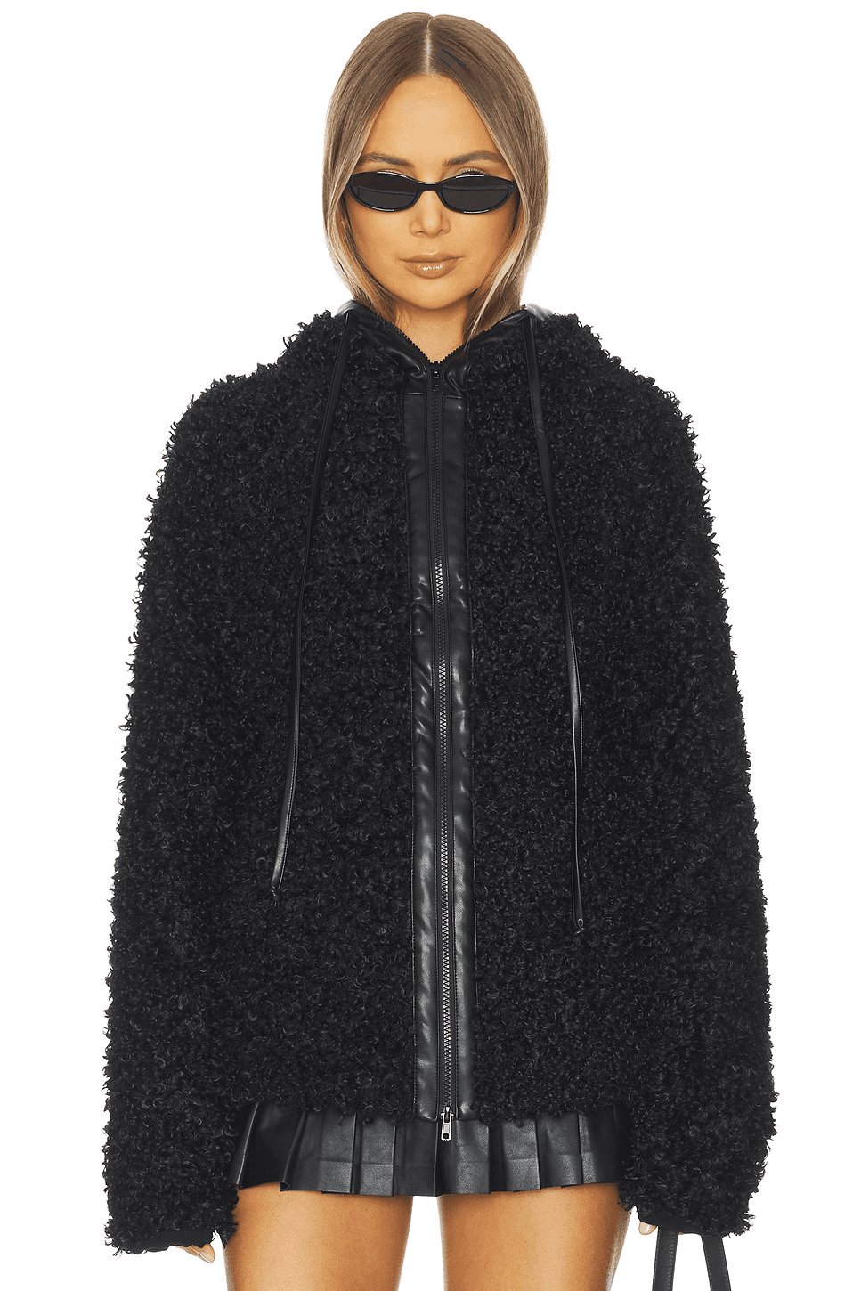 Oversized Raglan Sleeve Zip Front Hooded Jacket - Image 1