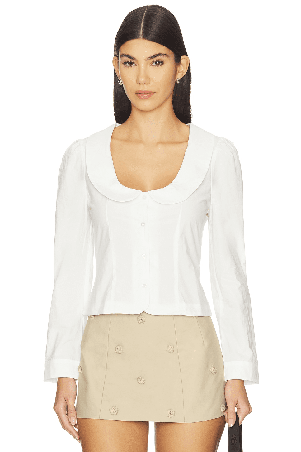 Curved Collar Button Shirt - Image 1