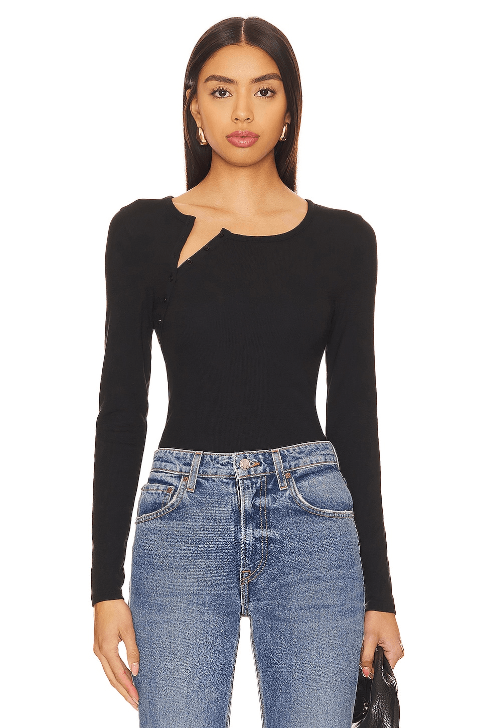 Nan Asymmetrical Henley Bodysuit - Image 1