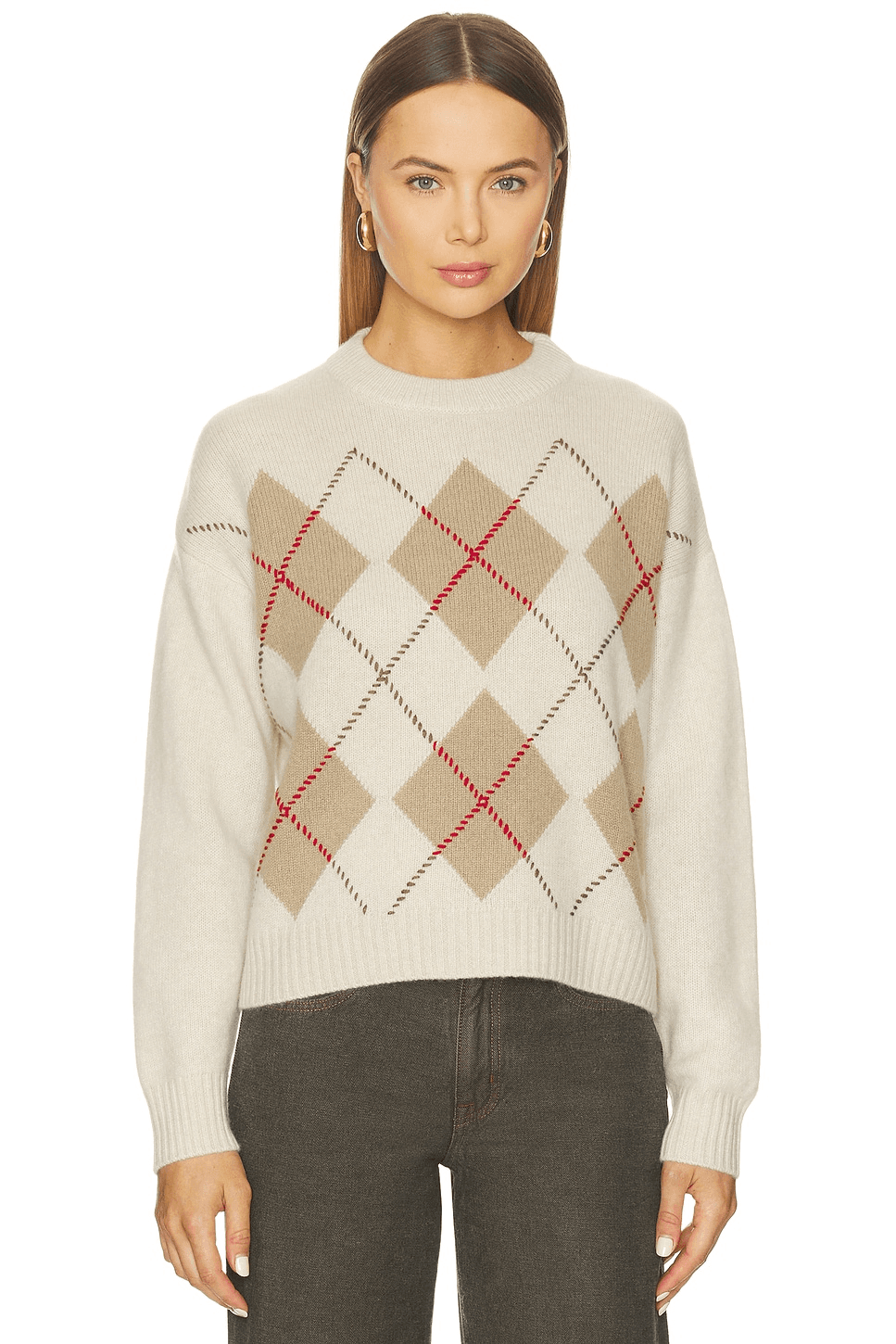 Cashmere Argyle Crew Sweater - Image 1