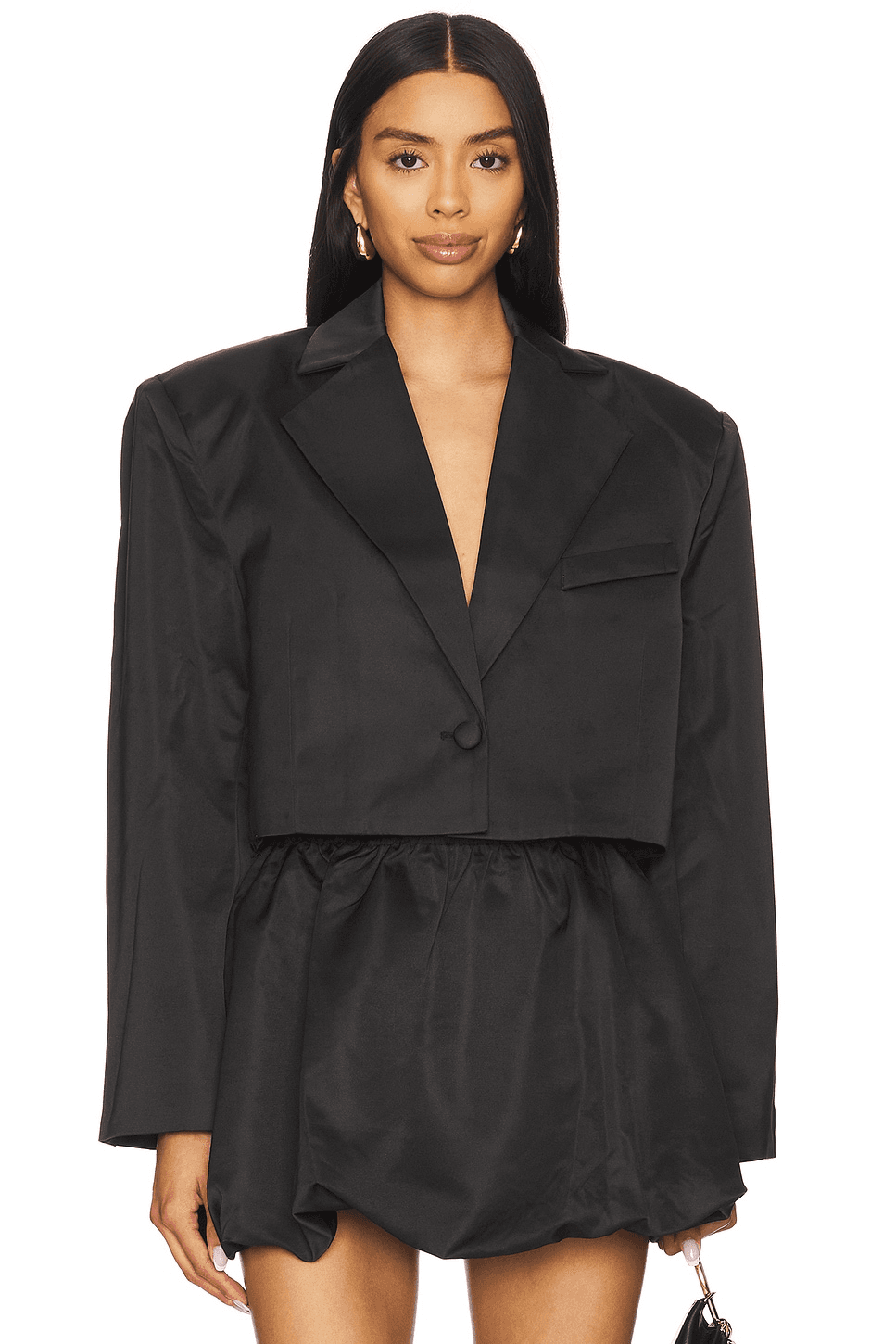 Cropped Satin Blazer - Image 1