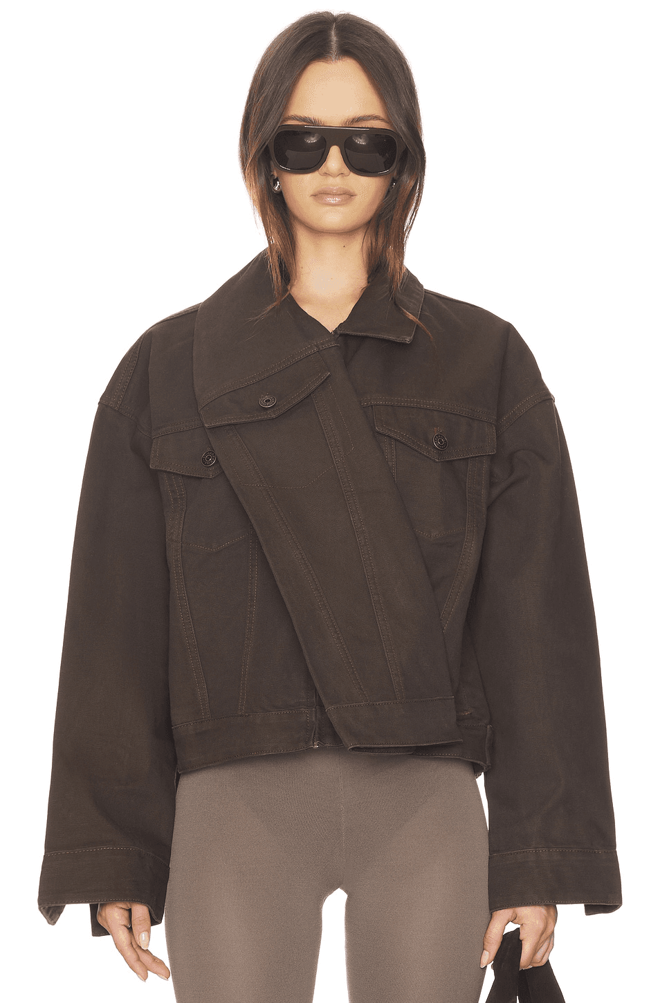 Dislocated Wrap Around Denim Jacket - Image 1