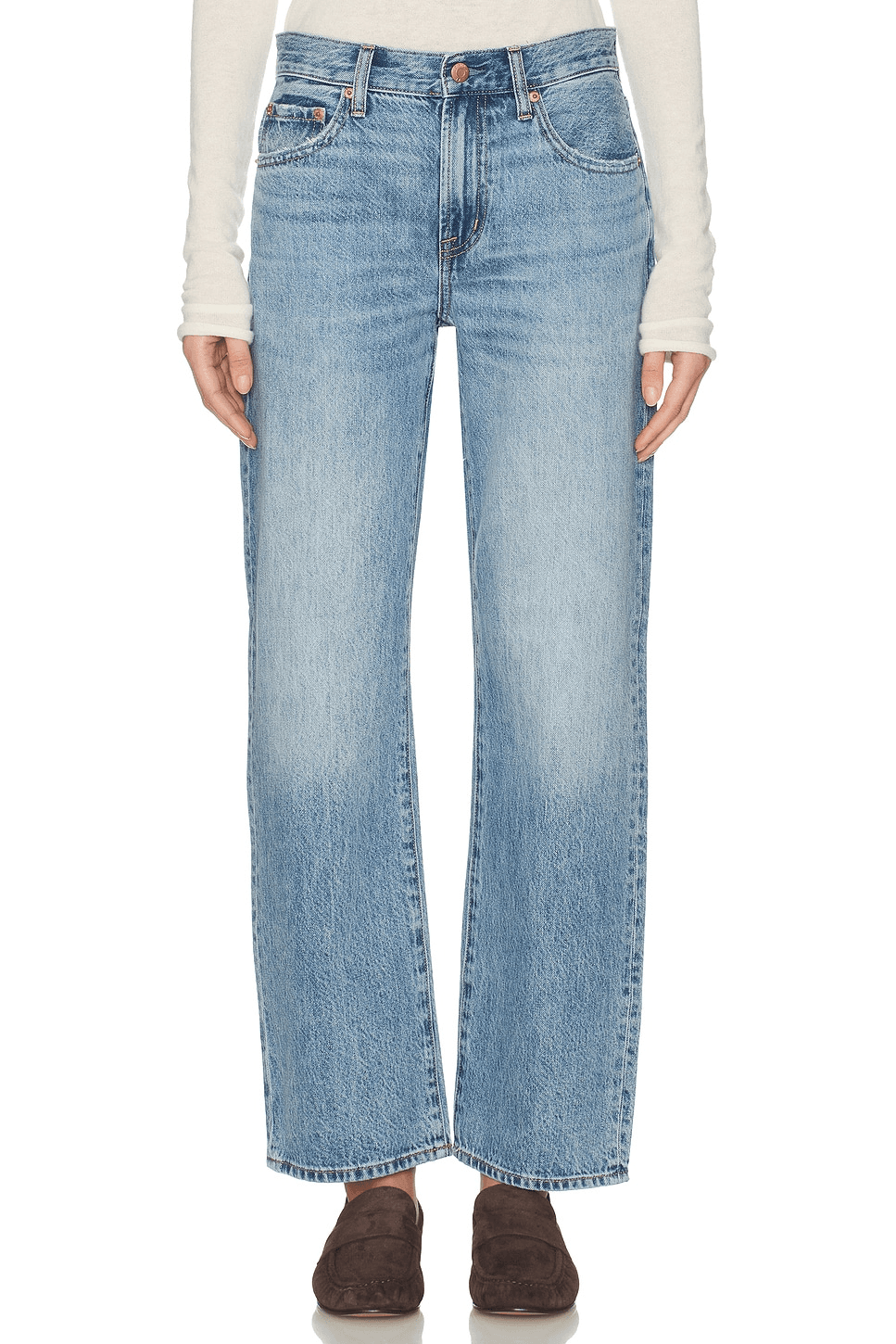 Lexi Mid Rise Bowed Straight Jeans - Image 1