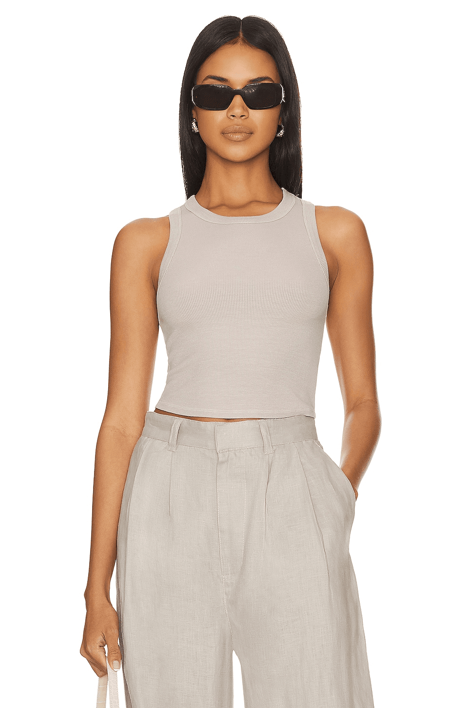 Silk Cropped Bold Sheath Tank - Image 1