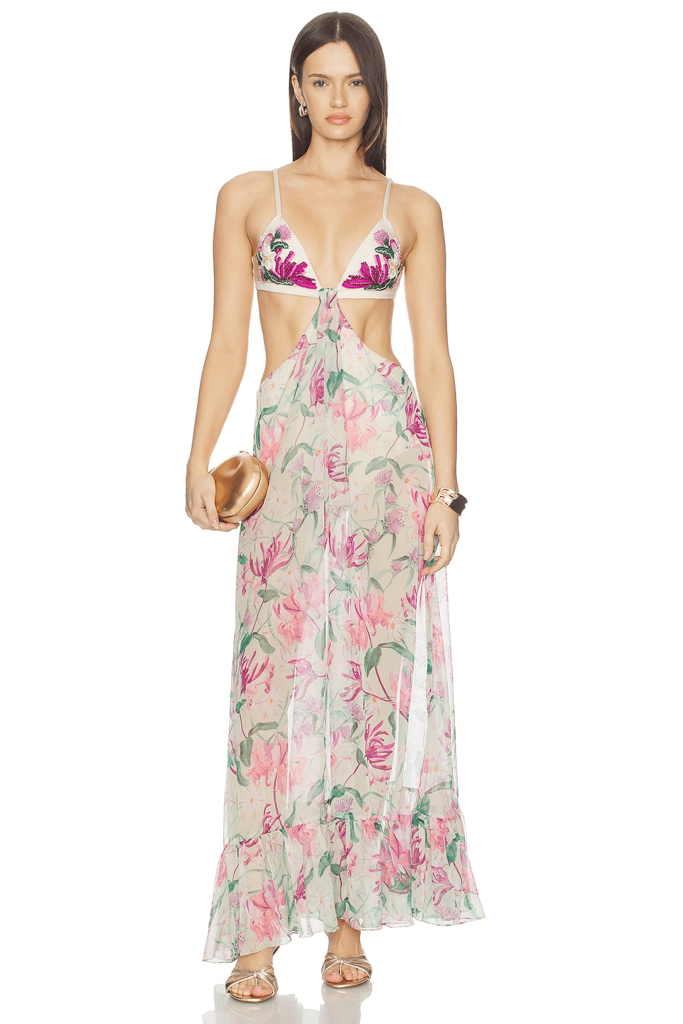 Honey Flower Embroidered Beach Dress - Image 1