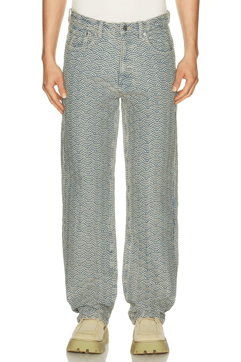 Seigaiha Jacquard Denim Jeans - Image 1
