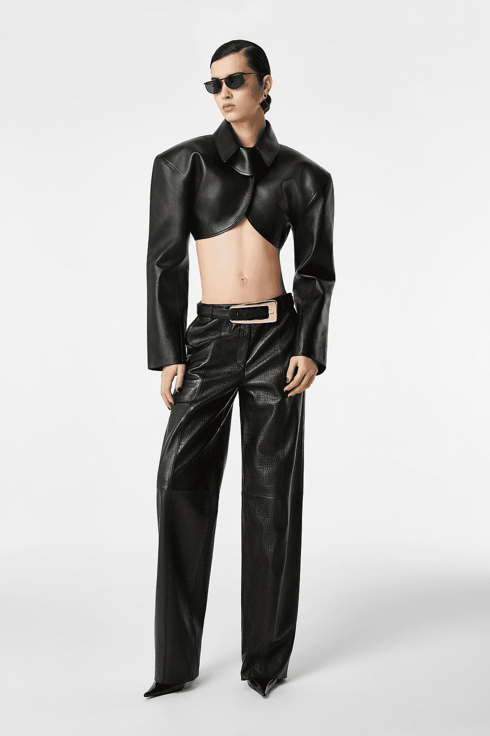Agnes Cropped Leather Jacket - Image 1