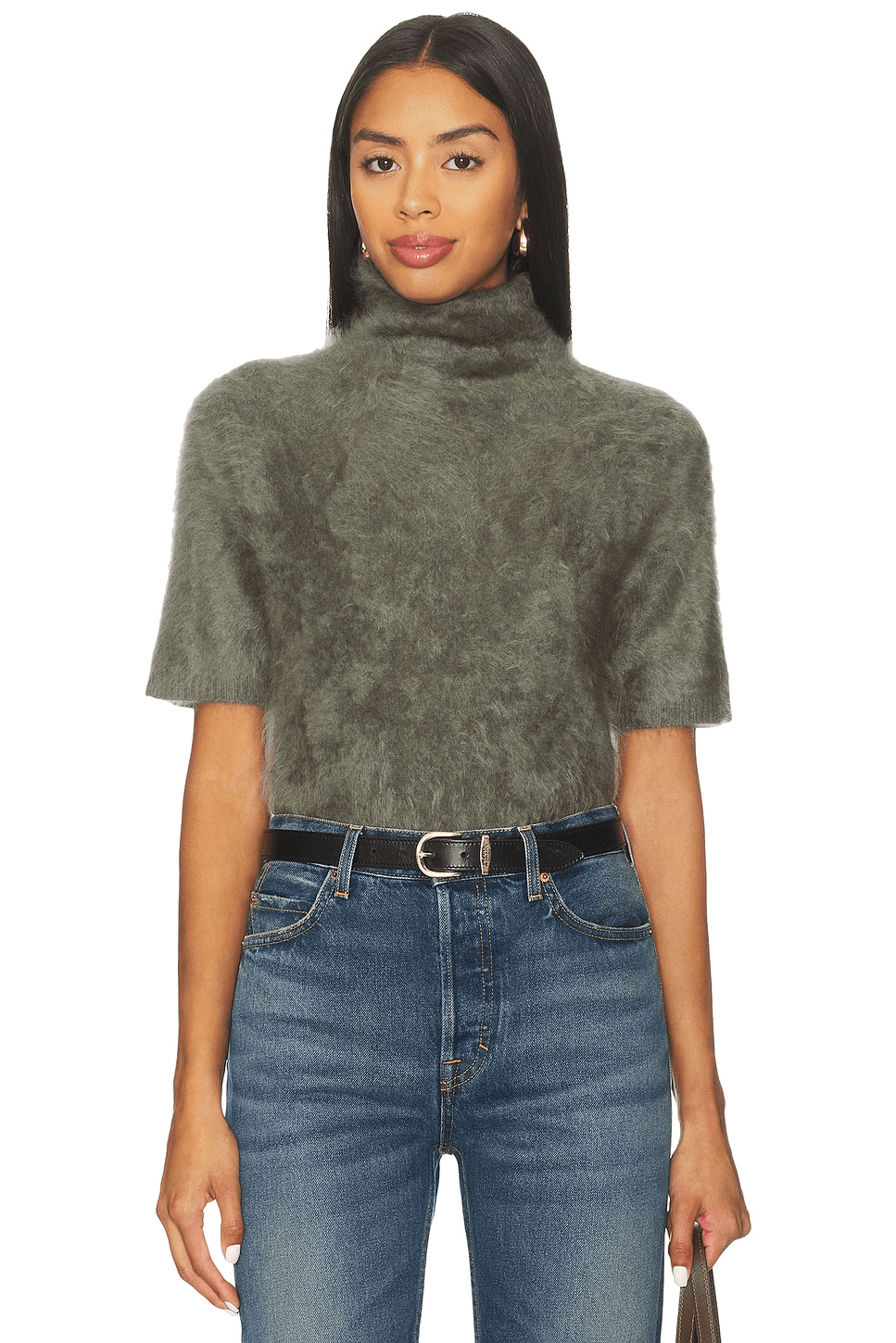 Brushed Short Sleeve Turtleneck Pullover - Image 1