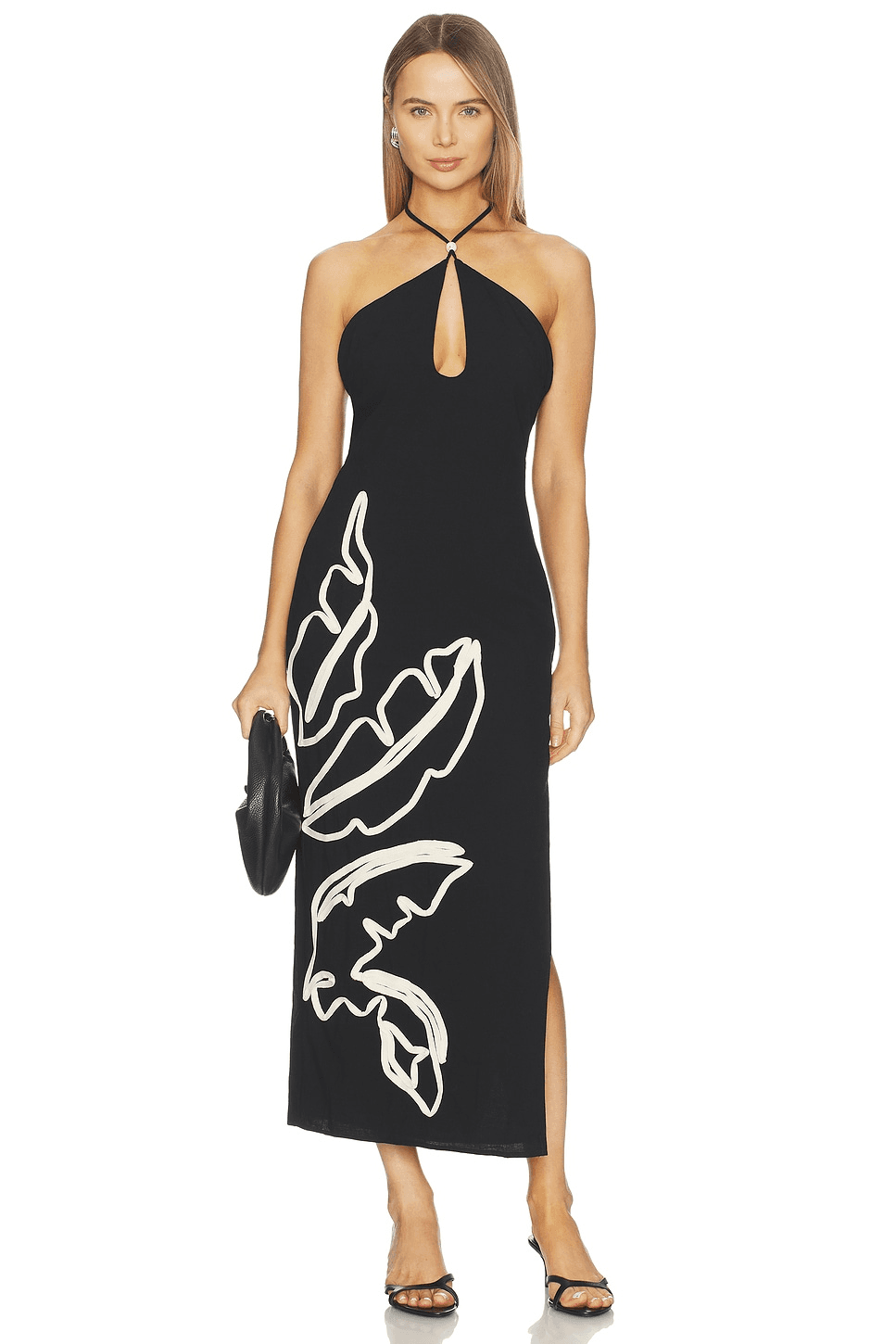 Brontie Keyhole Halter Midi Dress - Image 1