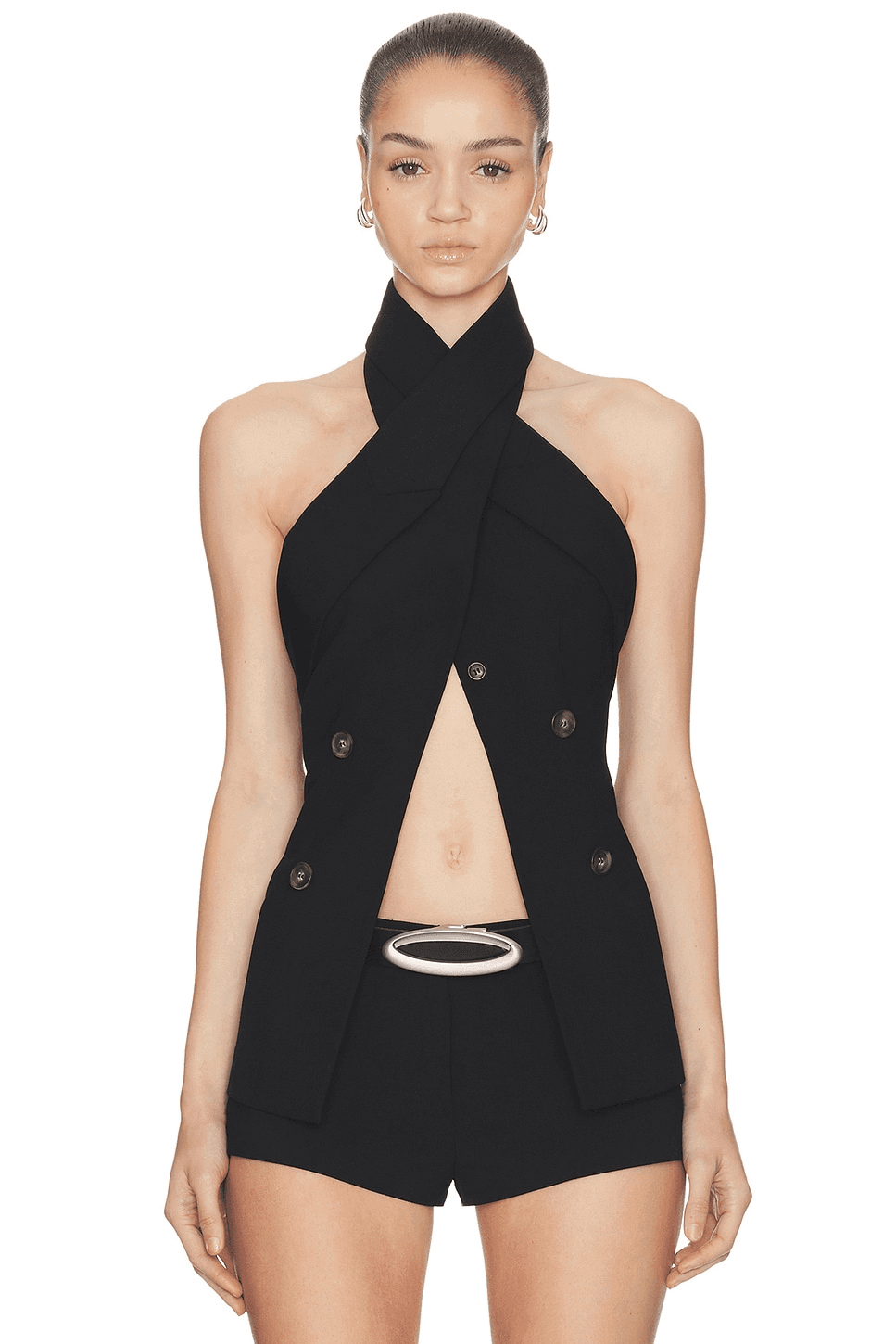 Wrap Lapel Halter Top - Image 1