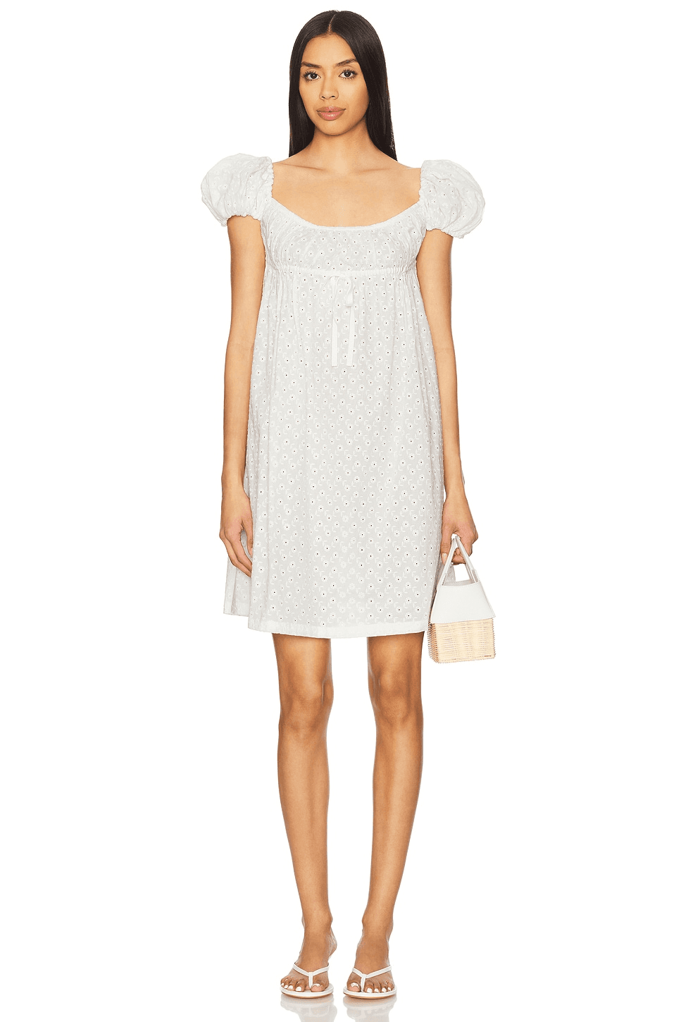 Puff Sleeve Embroidered Dress - Image 1