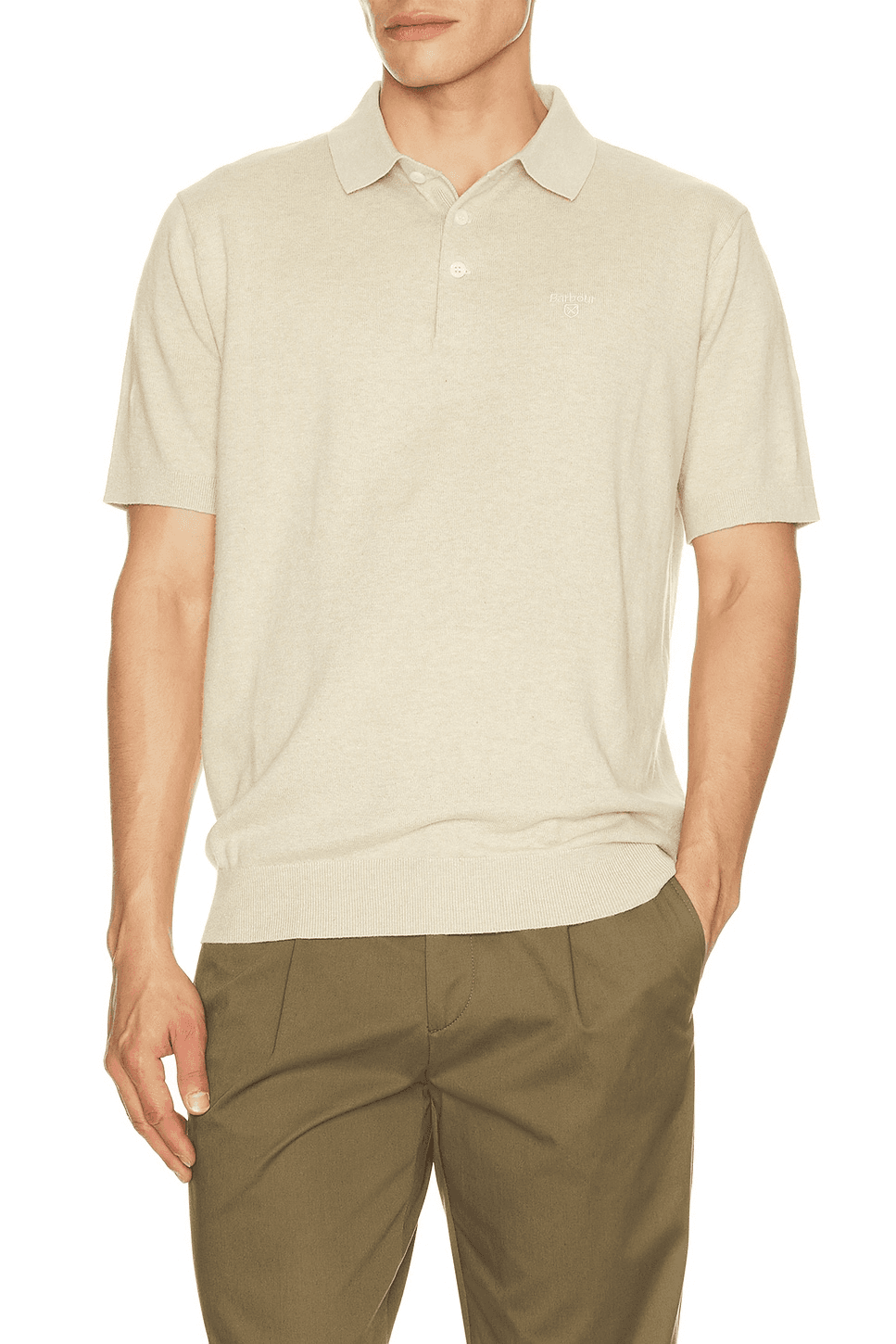 Muston Linen Blend Knitted Polo - Image 1