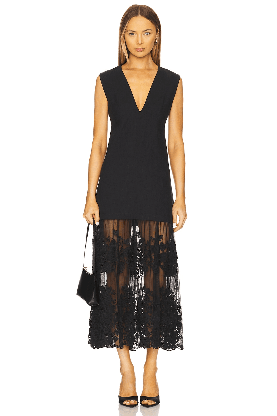 Arielle Lace Vneck Midi Dress - Image 1