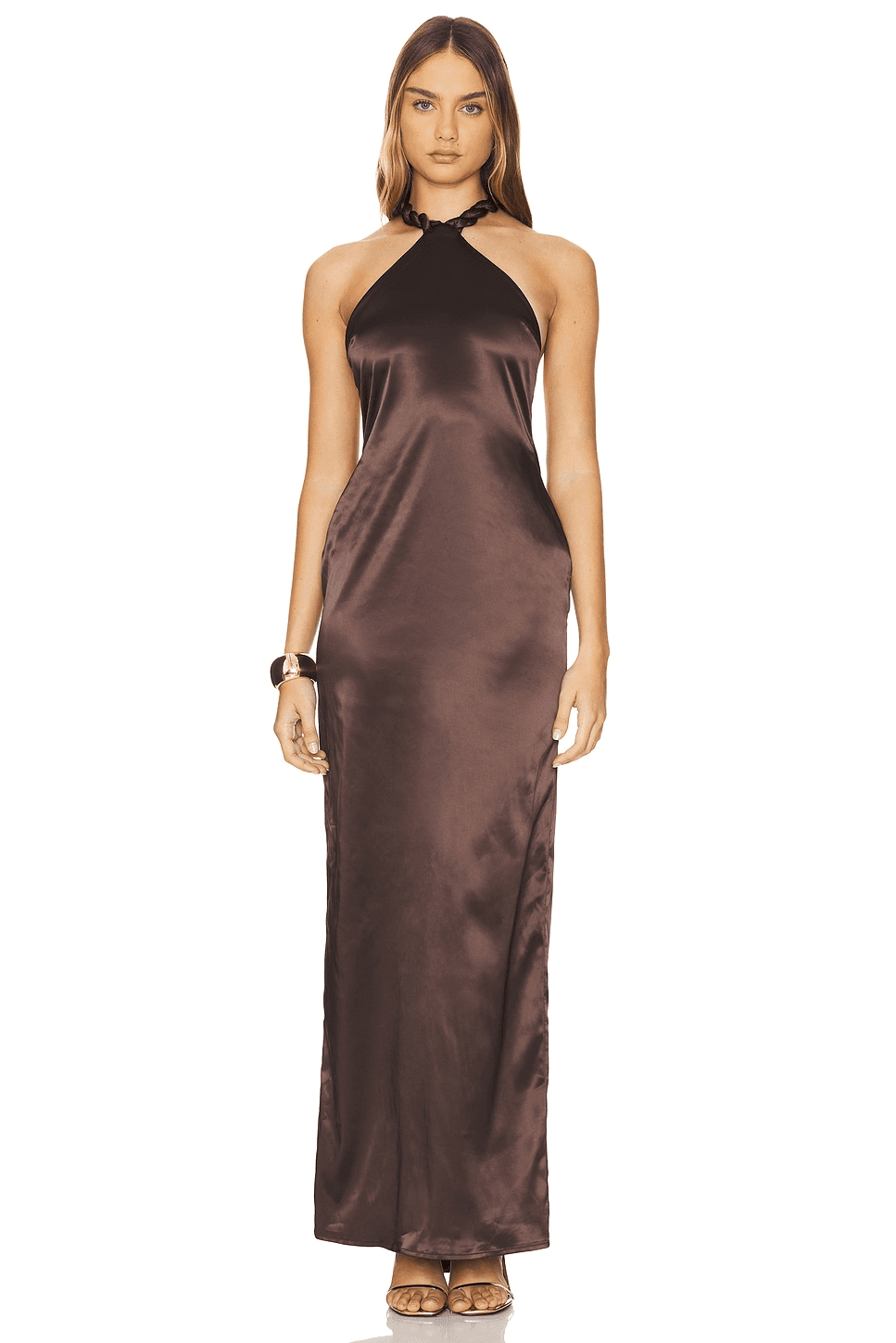 Satin Halter Maxi Dress - Image 1