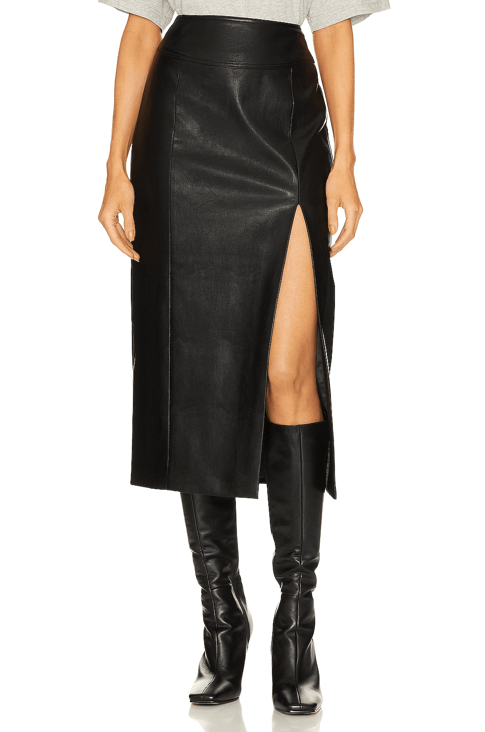 Dante Faux Leather Midi Skirt - Image 1
