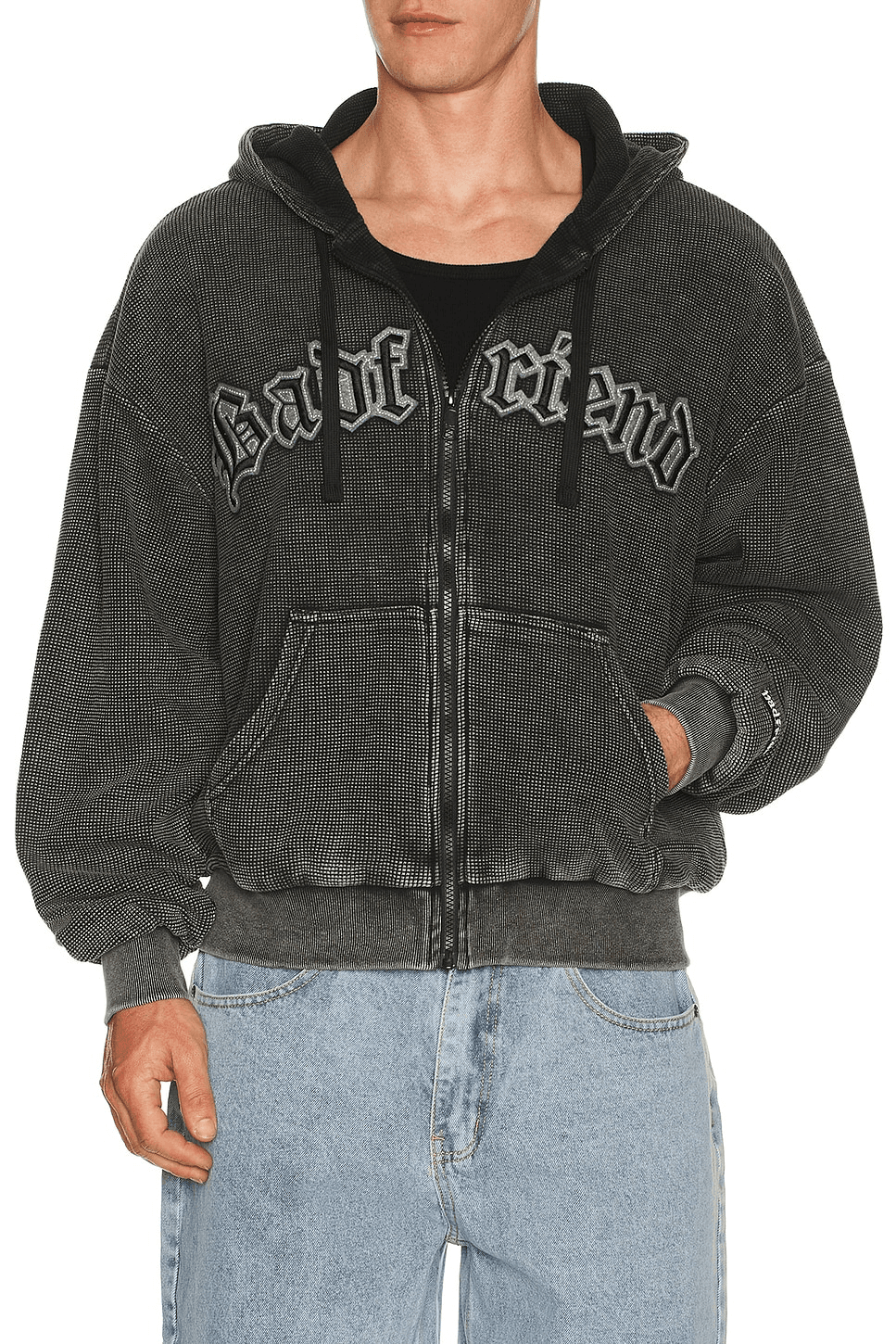 Waffle Knit Full Zip Hoodie - Image 1