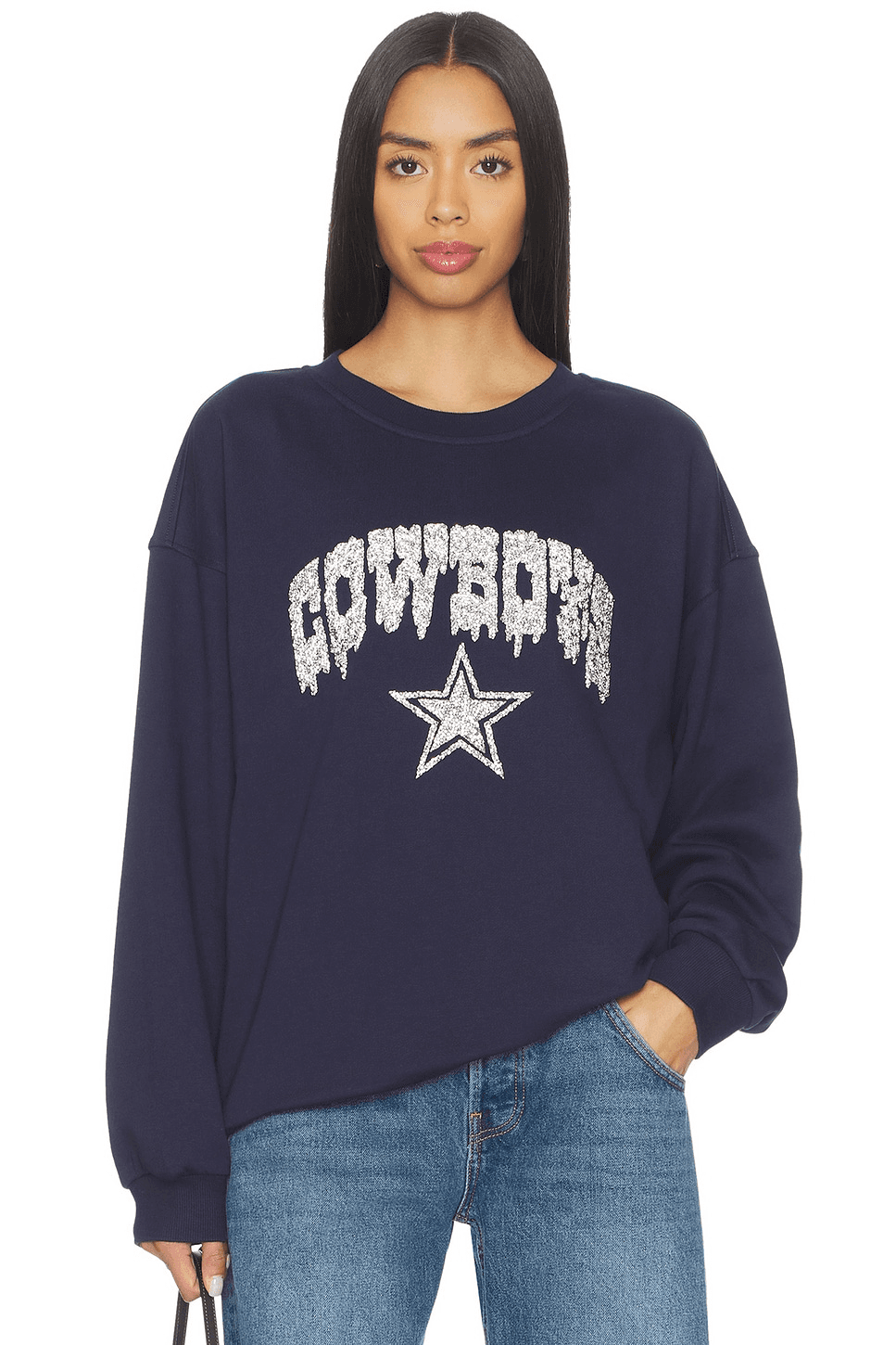 Cowboys Oversized Crew Pullover With Crystal Rock - Image 1