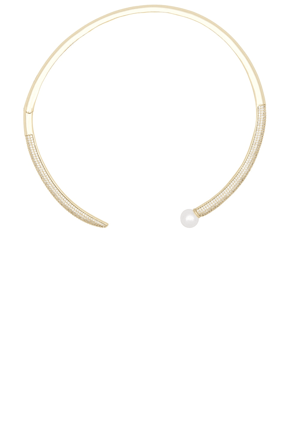 Pave X Pearl Open Collar Choker Necklace - Image 1