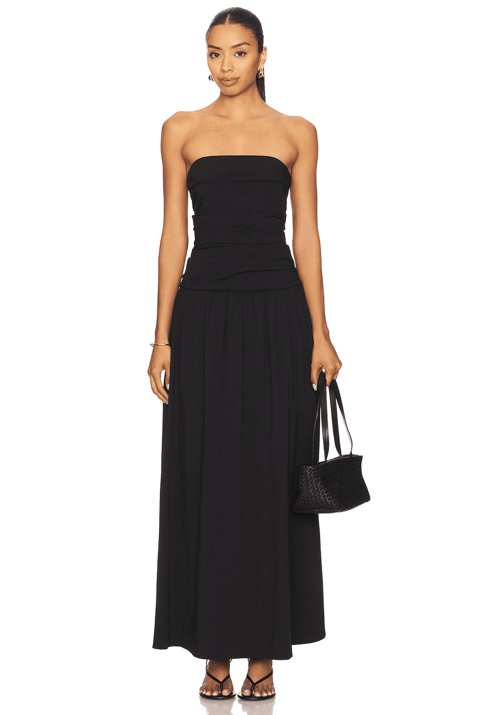 Gathered Strapless Tie Back Dress - Image 1