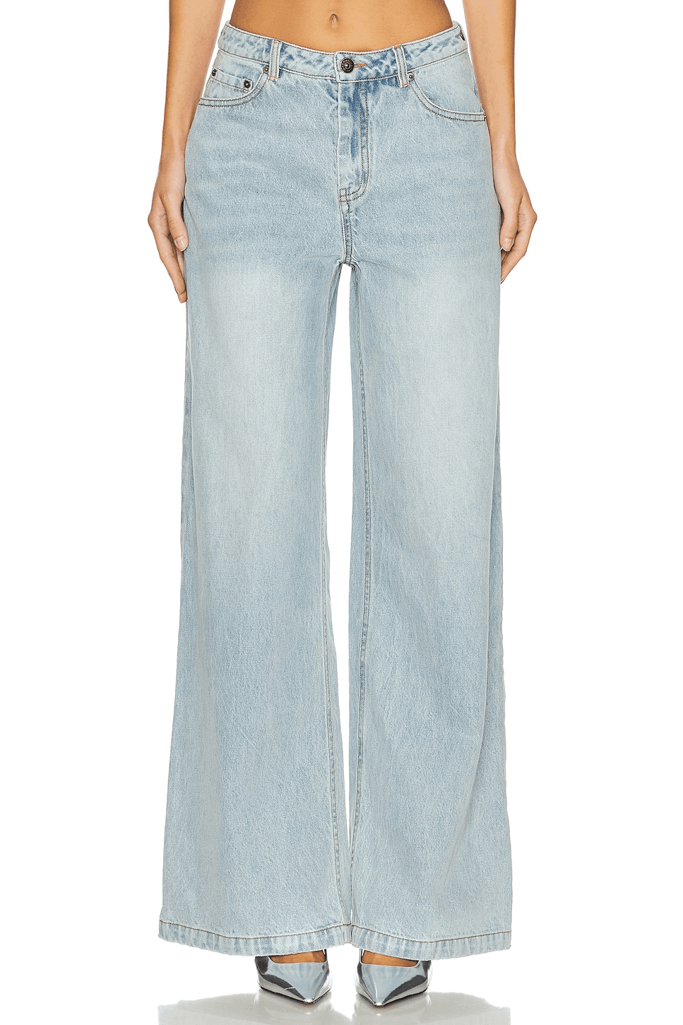 Hollow Out Wide Leg Jeans - Image 1