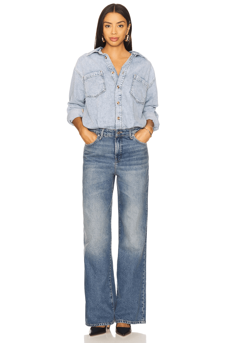 Denim Shirt Jumpsuit - Image 1