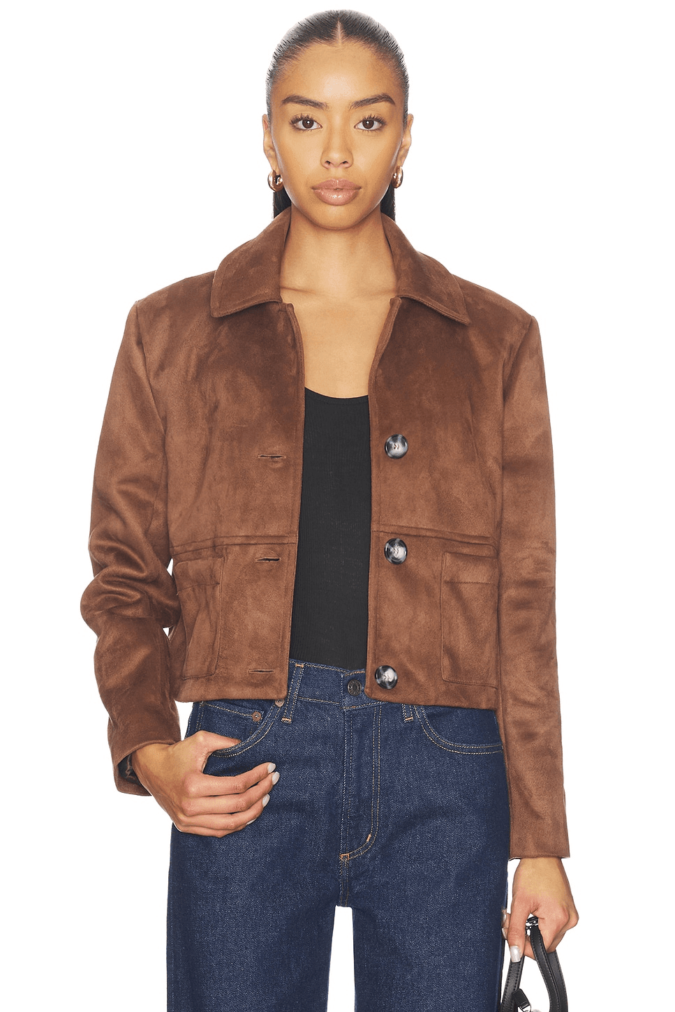 Cropped Faux Leather Jacket - Image 1