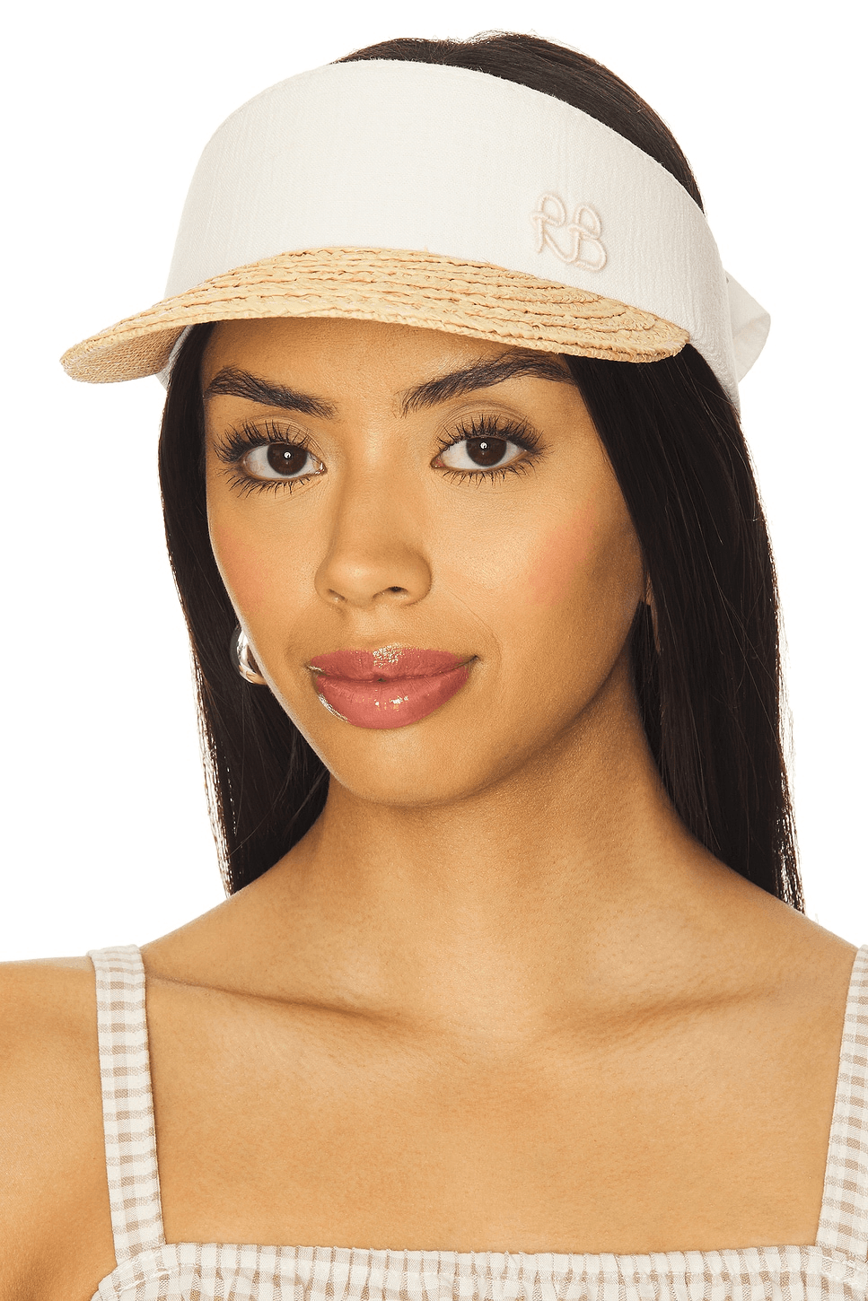 Straw Braid & Linen Visor - Image 1