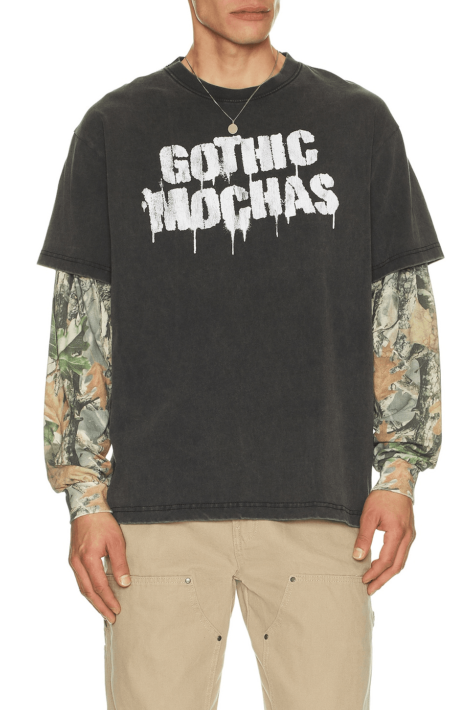 Stencil Spray Layered Long Sleeve Tee - Image 1