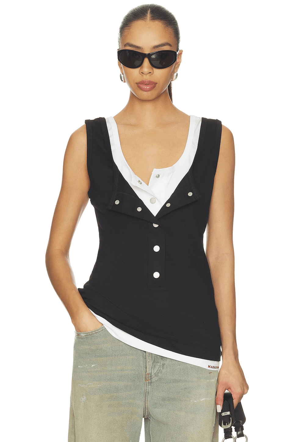 Layered Open-collared Vest - Image 1