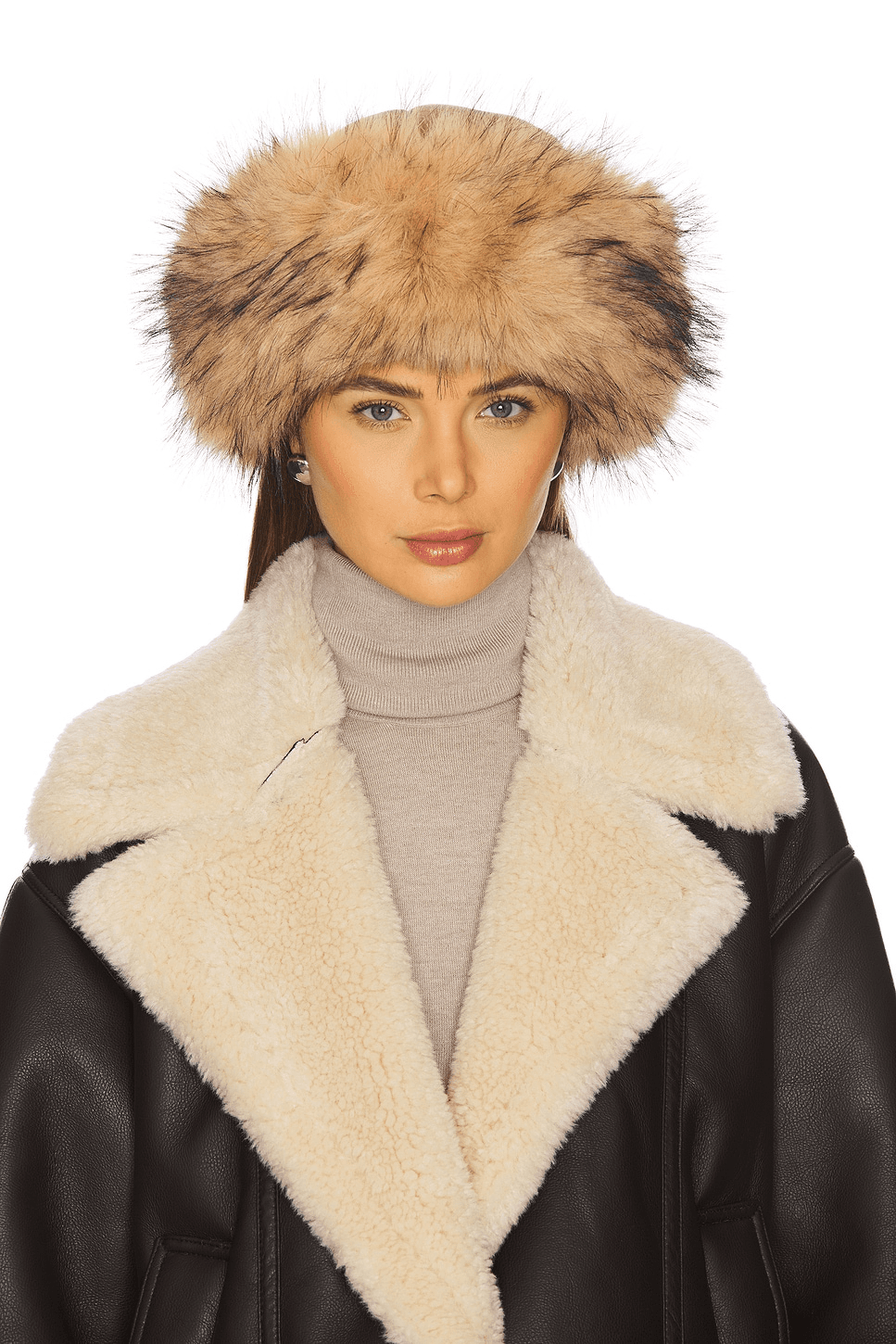 Faux Shearling Roller Hat - Image 1