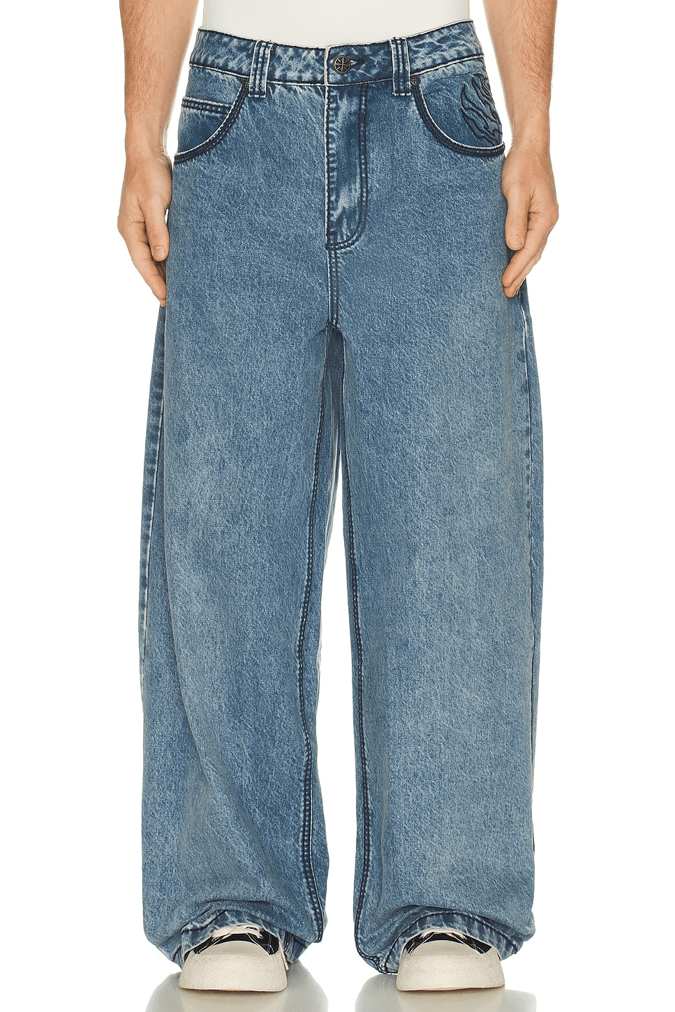 Tribal & Wings Denim Pants - Image 1